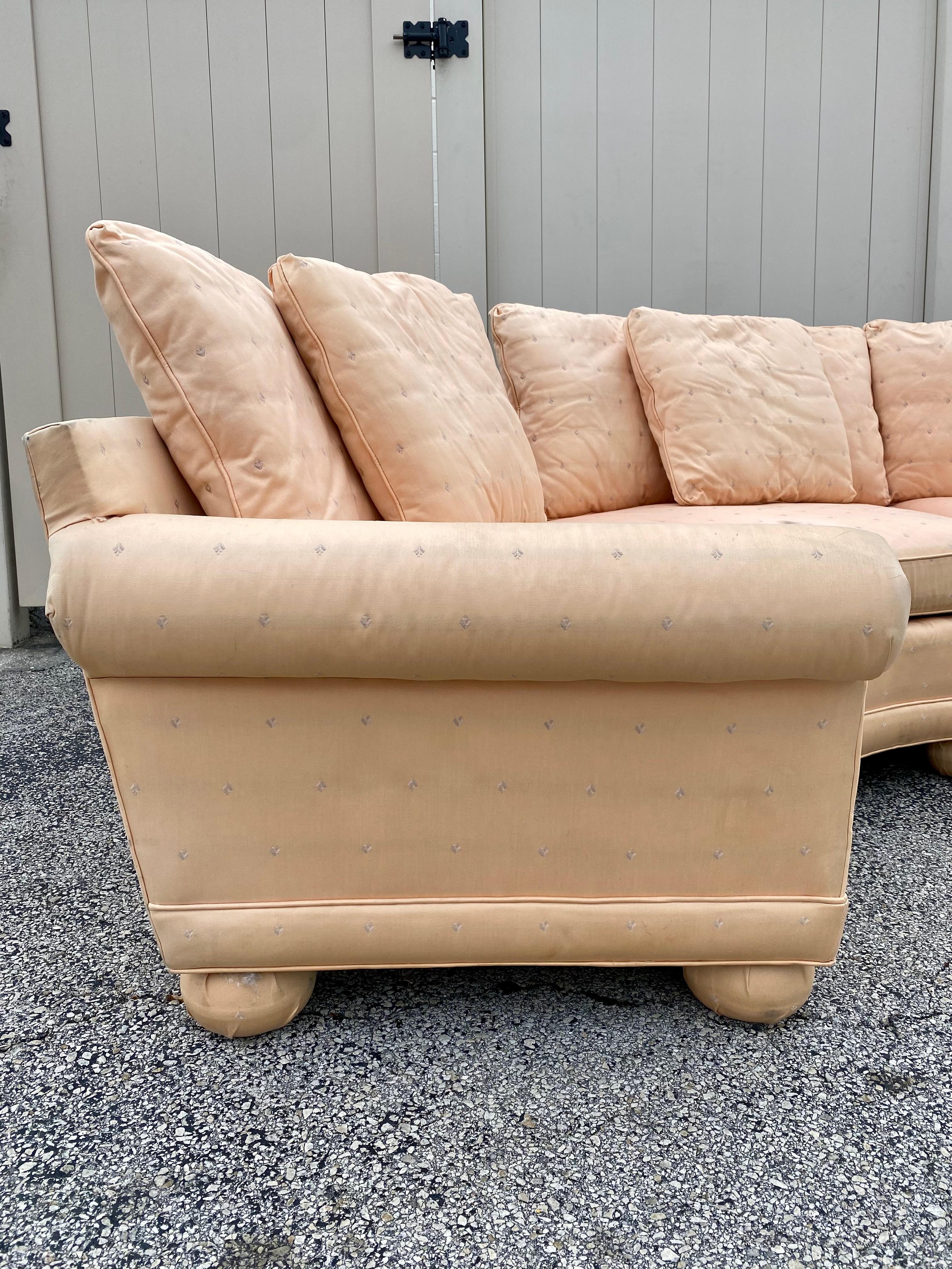 1970s Milo Baughman Salmon Satin Curved Sectional For Sale 3