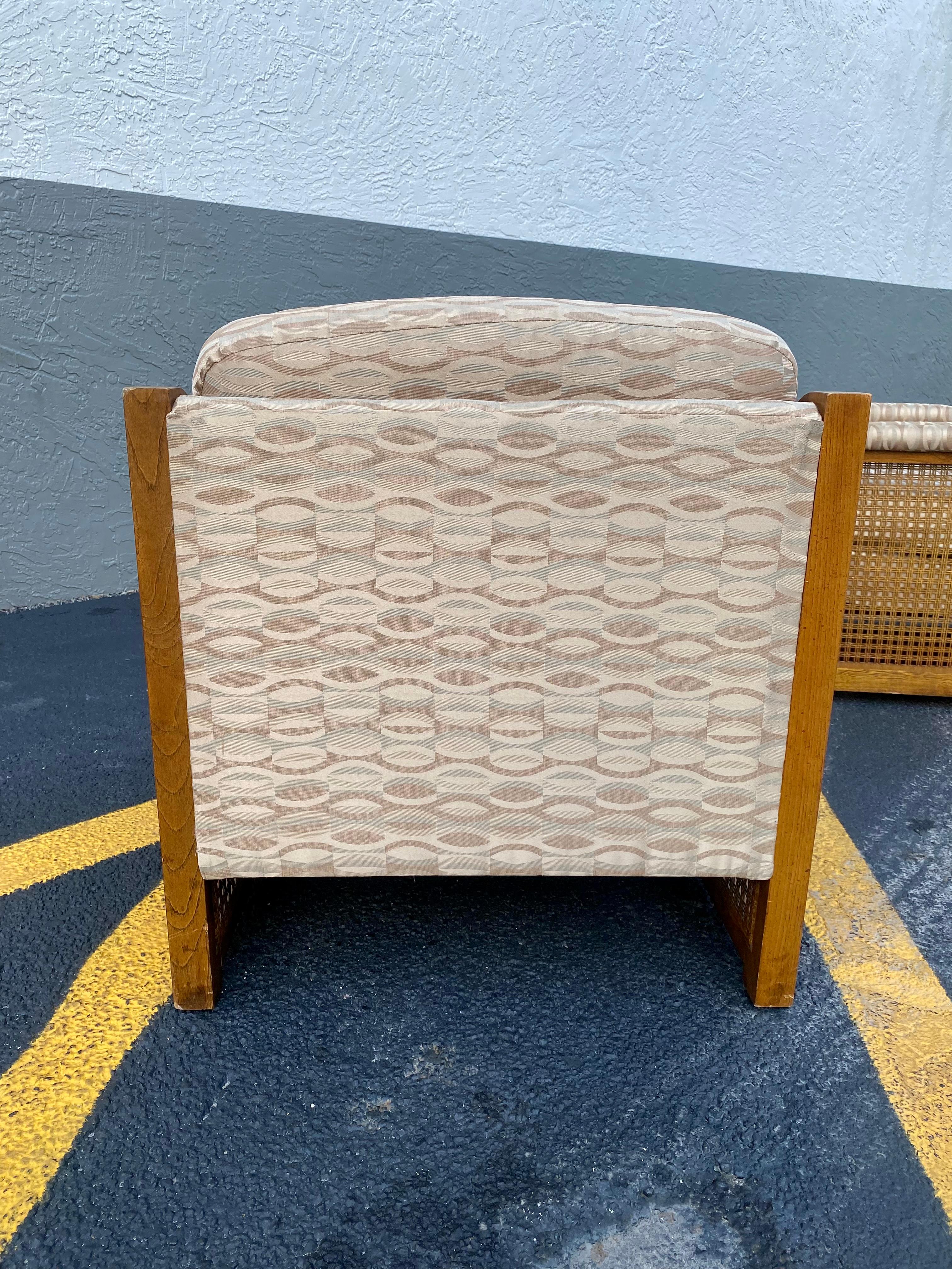 1970s Milo Baughman Rattan Caned Wood Cube Chairs, Set of 2 For Sale 4