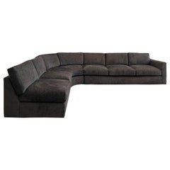 1970s Milo Baughman Signed Sectional Sofa Upholstered in Brown Chenille