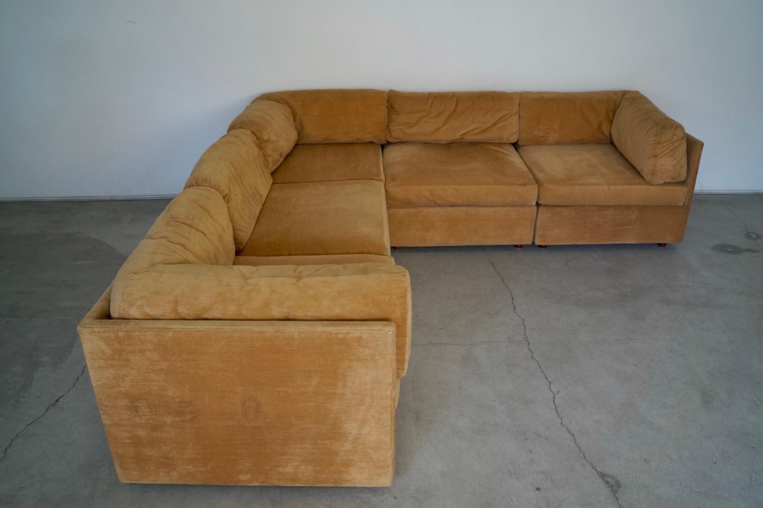 American 1970s Milo Baughman Style 3-Piece Modular Sectional Sofa