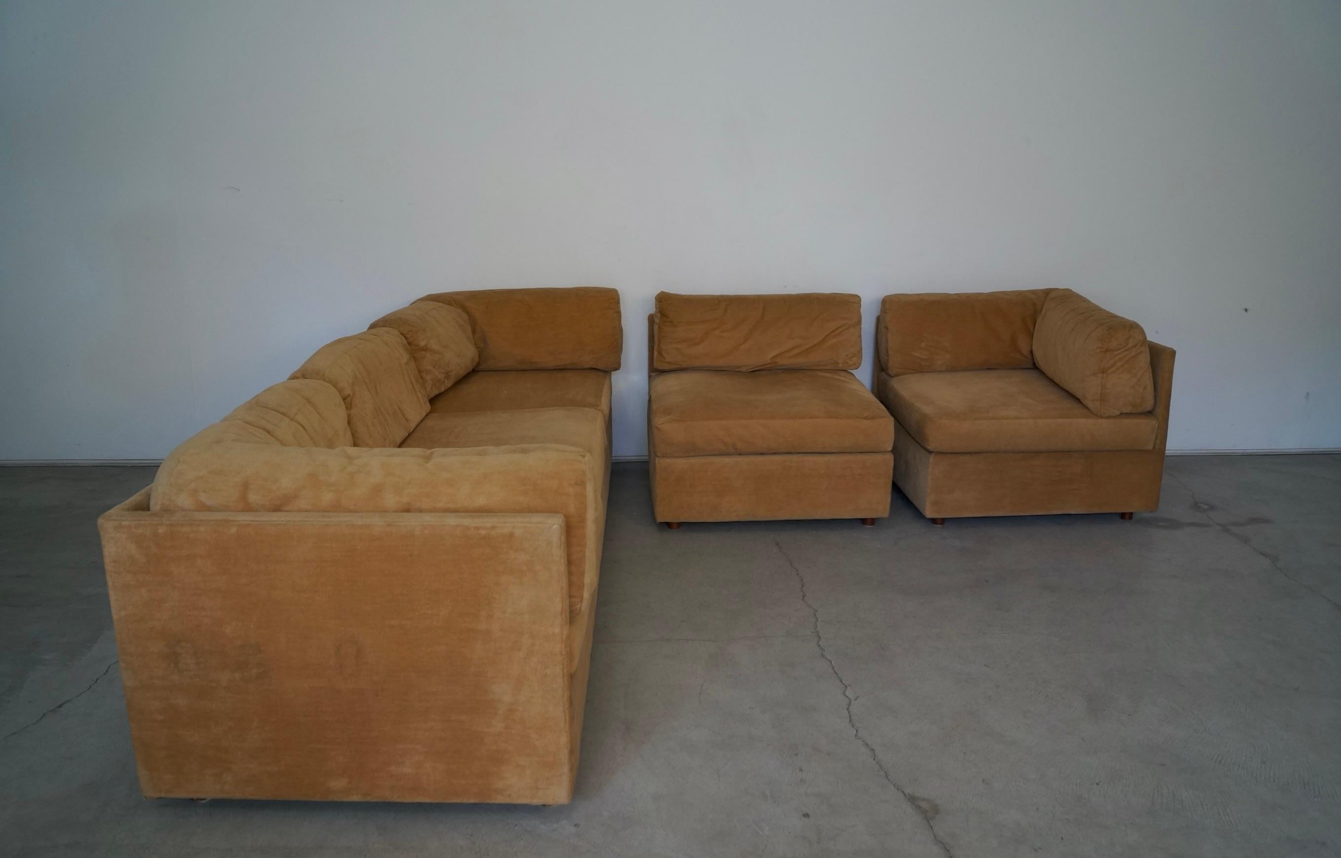 1970s Milo Baughman Style 3-Piece Modular Sectional Sofa In Good Condition In Burbank, CA