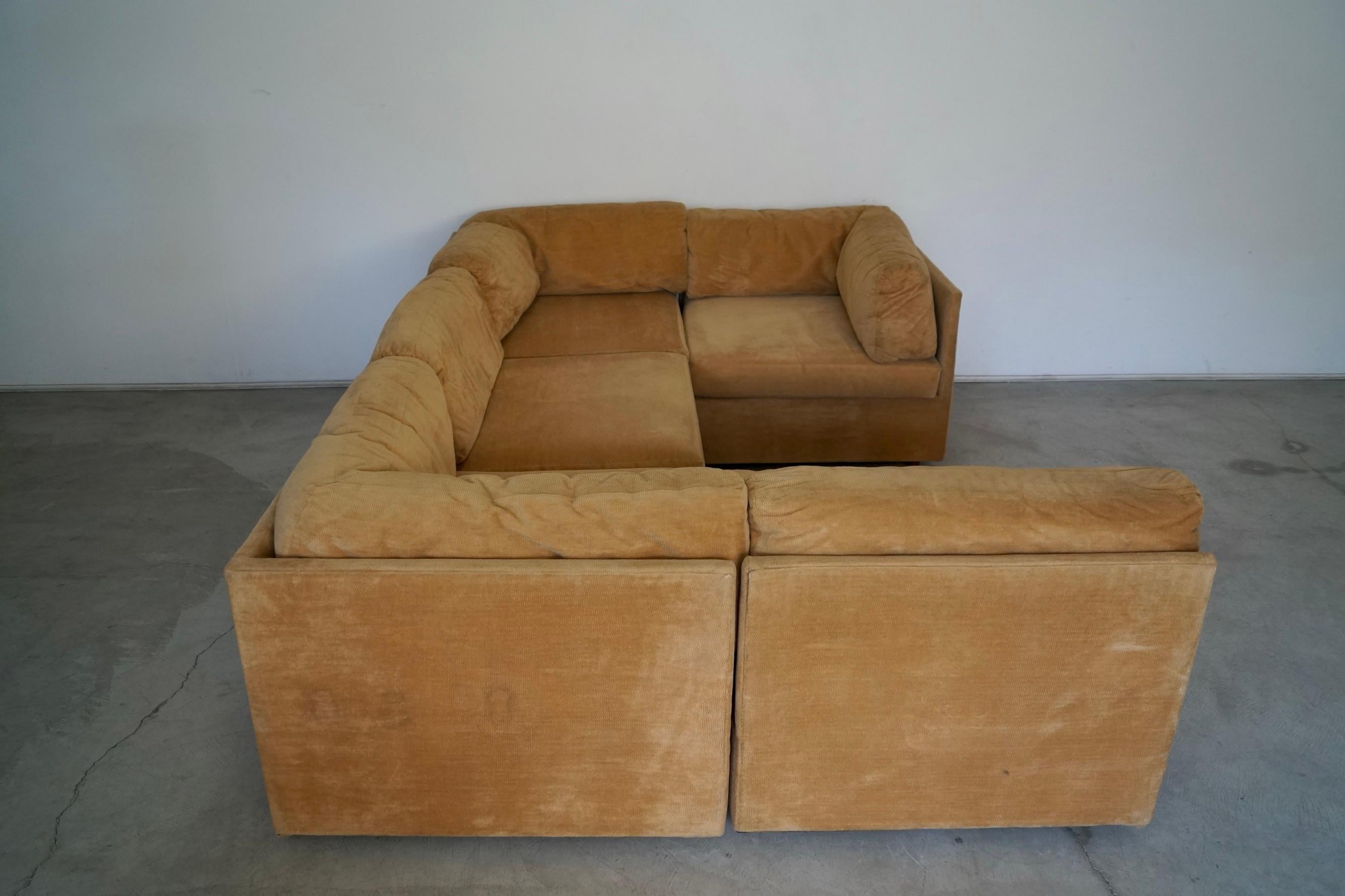 Late 20th Century 1970s Milo Baughman Style 3-Piece Modular Sectional Sofa