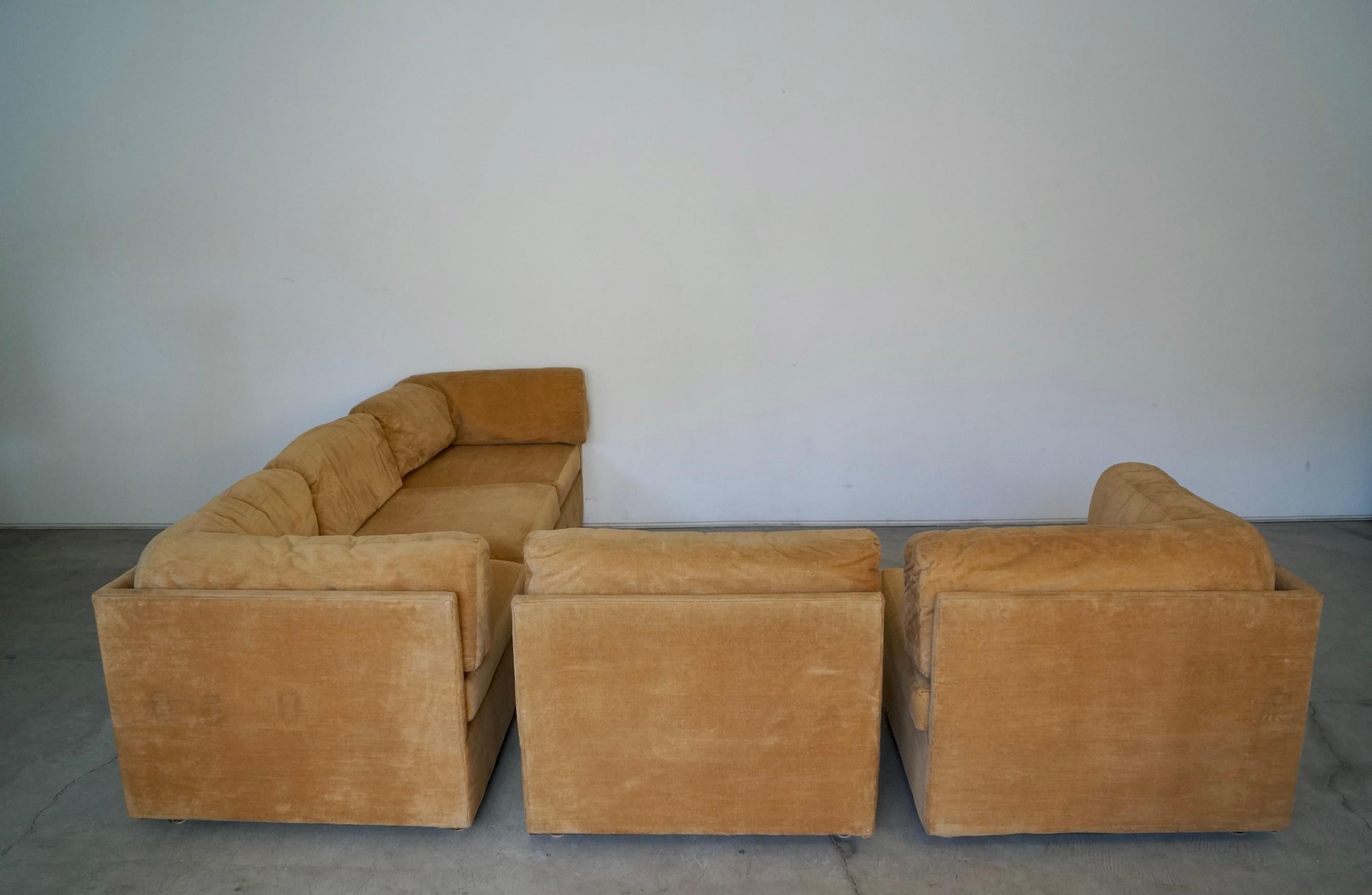 1970s Milo Baughman Style 3-Piece Modular Sectional Sofa 1
