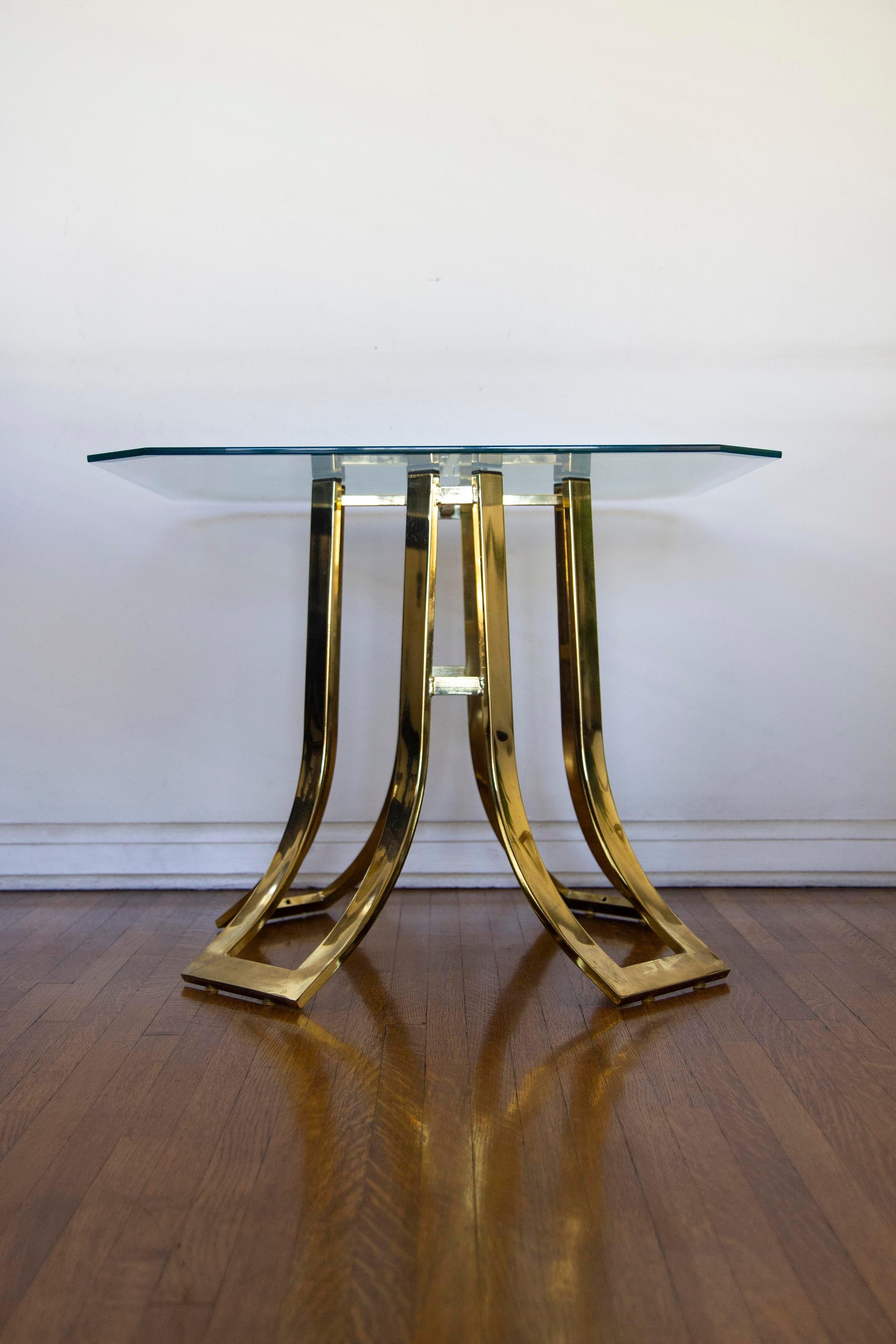 1970s Milo Baughman Style Brass and Glass Tulip Side Table For Sale 7