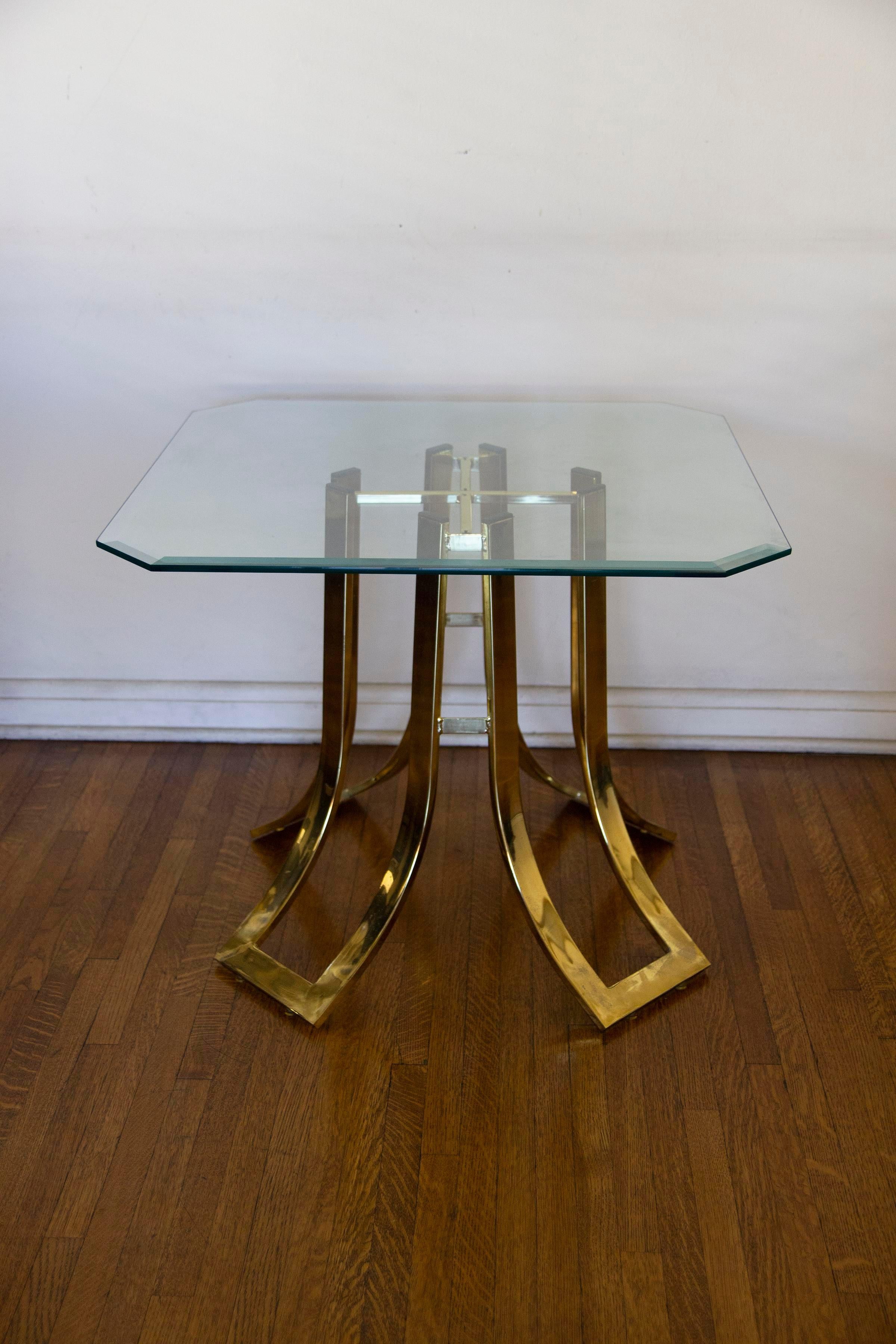1970s Milo Baughman Style Brass and Glass Tulip Side Table For Sale 4