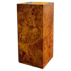 1970s Milo Baughman Style Modern Burl Wood Pedestal / Column / Table