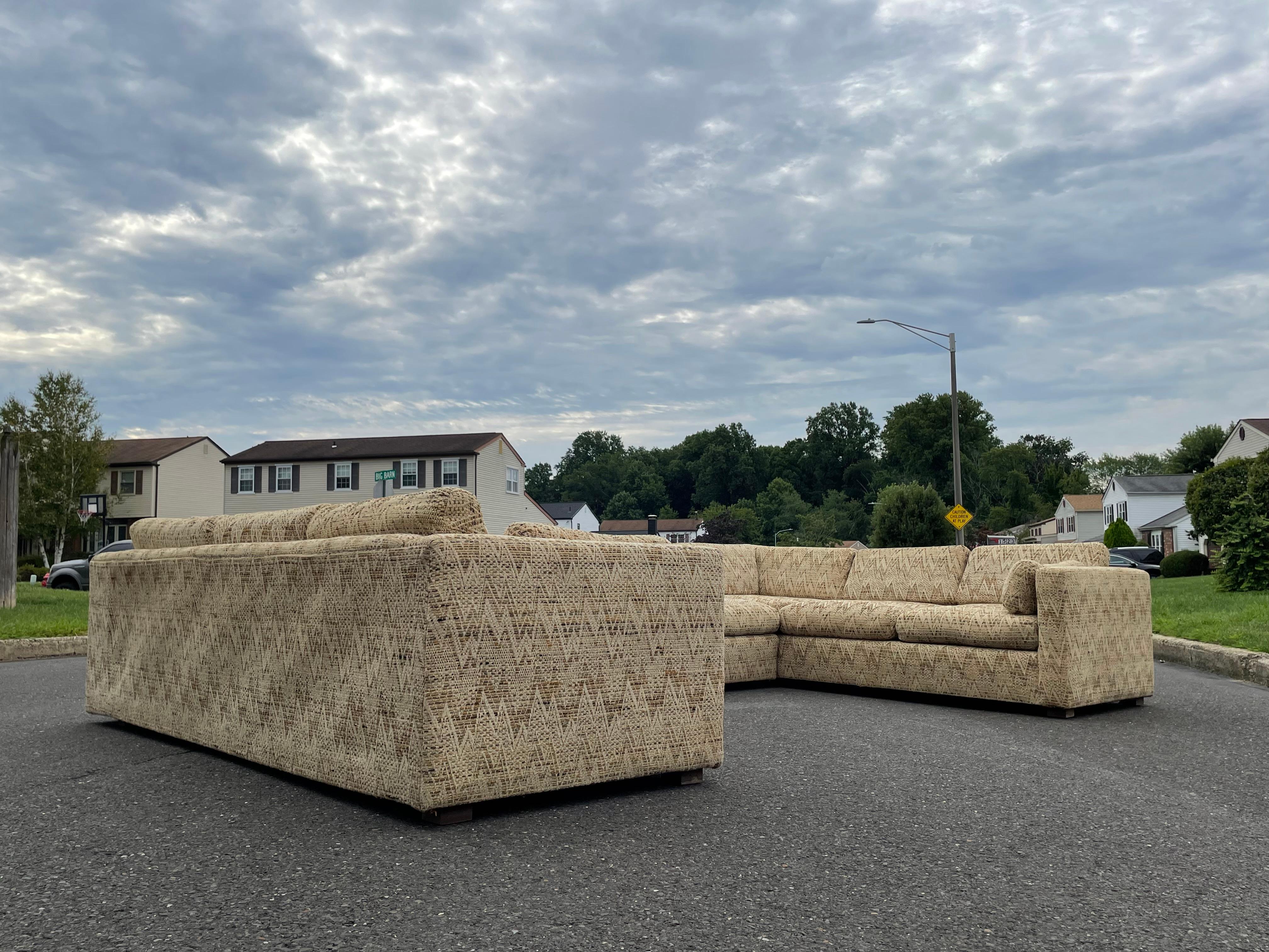 1970s Milo Baughman Style Modular Pit Sectional Sofa In Fair Condition In Bensalem, PA
