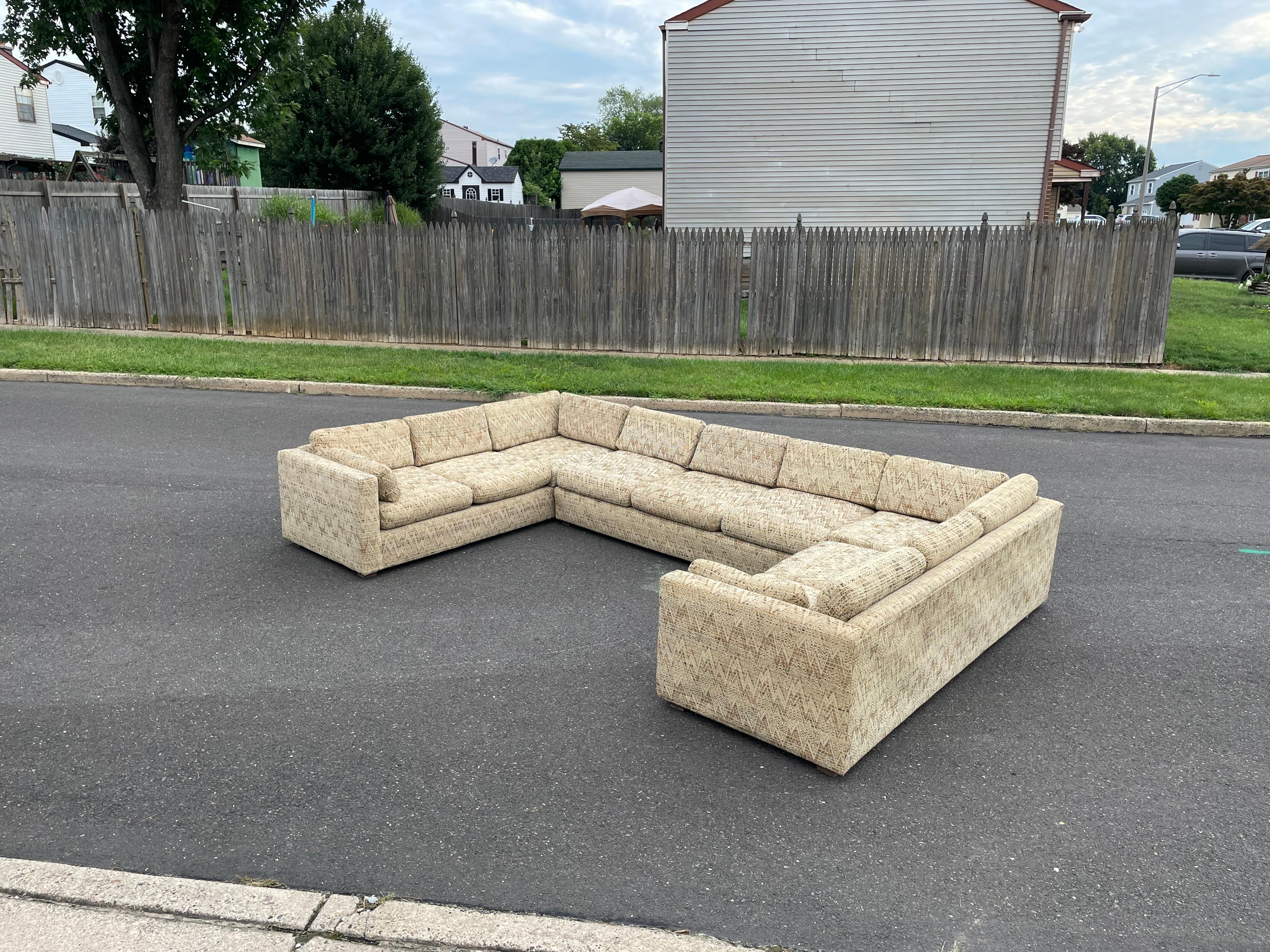 Late 20th Century 1970s Milo Baughman Style Modular Pit Sectional Sofa