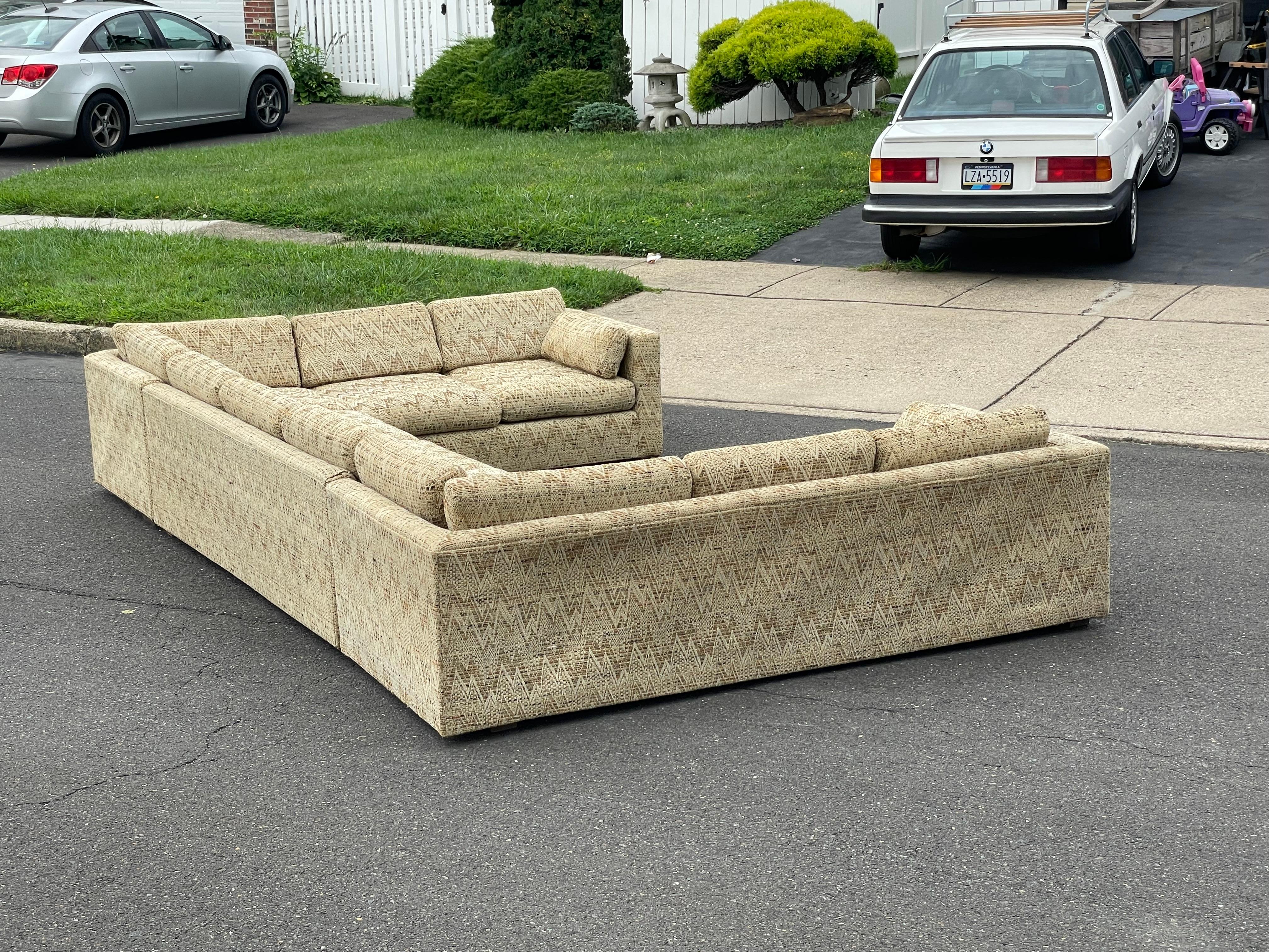 1970s Milo Baughman Style Modular Pit Sectional Sofa 1