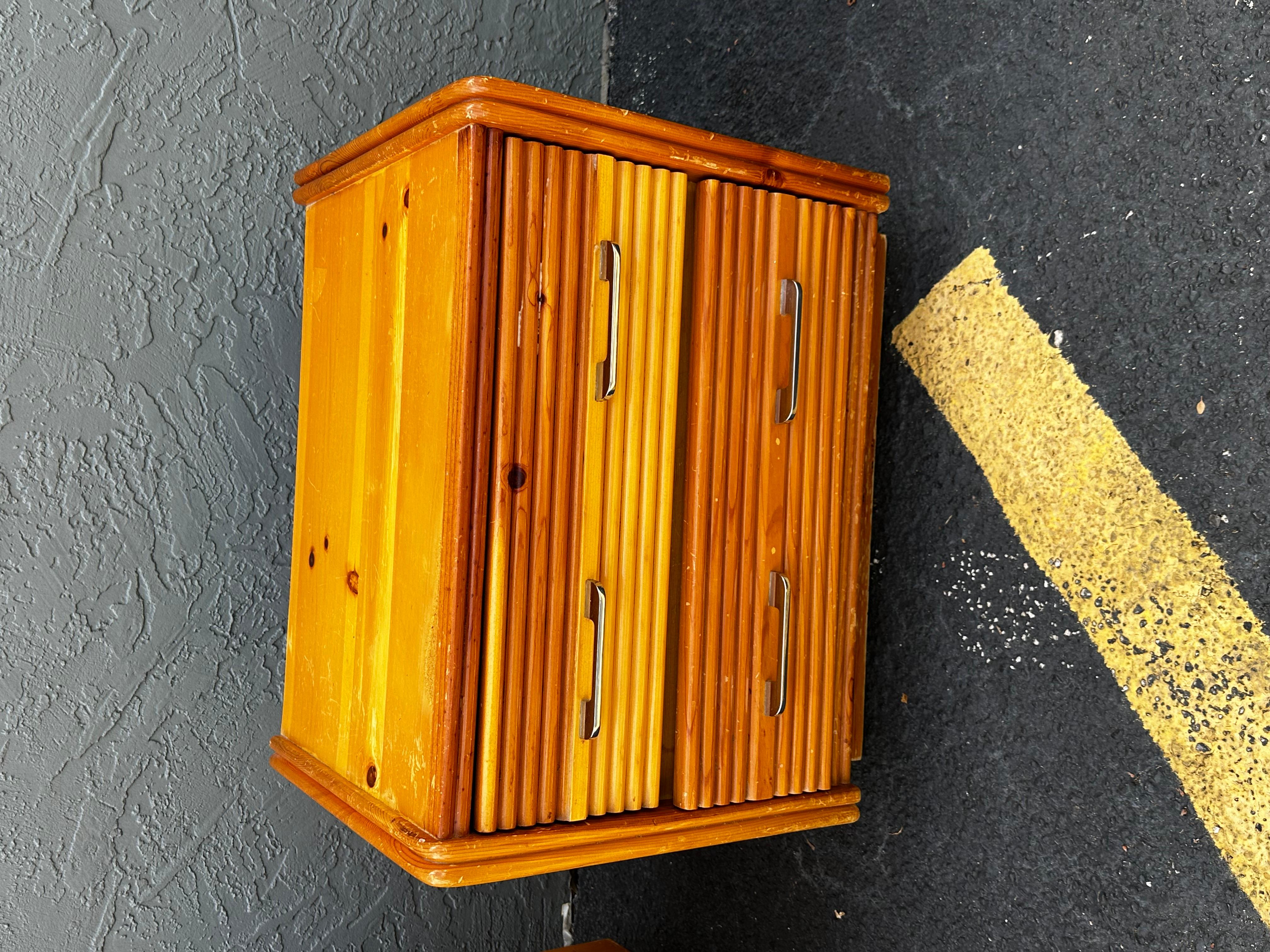 Late 20th Century 1970s Milo Baughman Style Plinth Wood Chrome Nightstands, Set of 2 For Sale