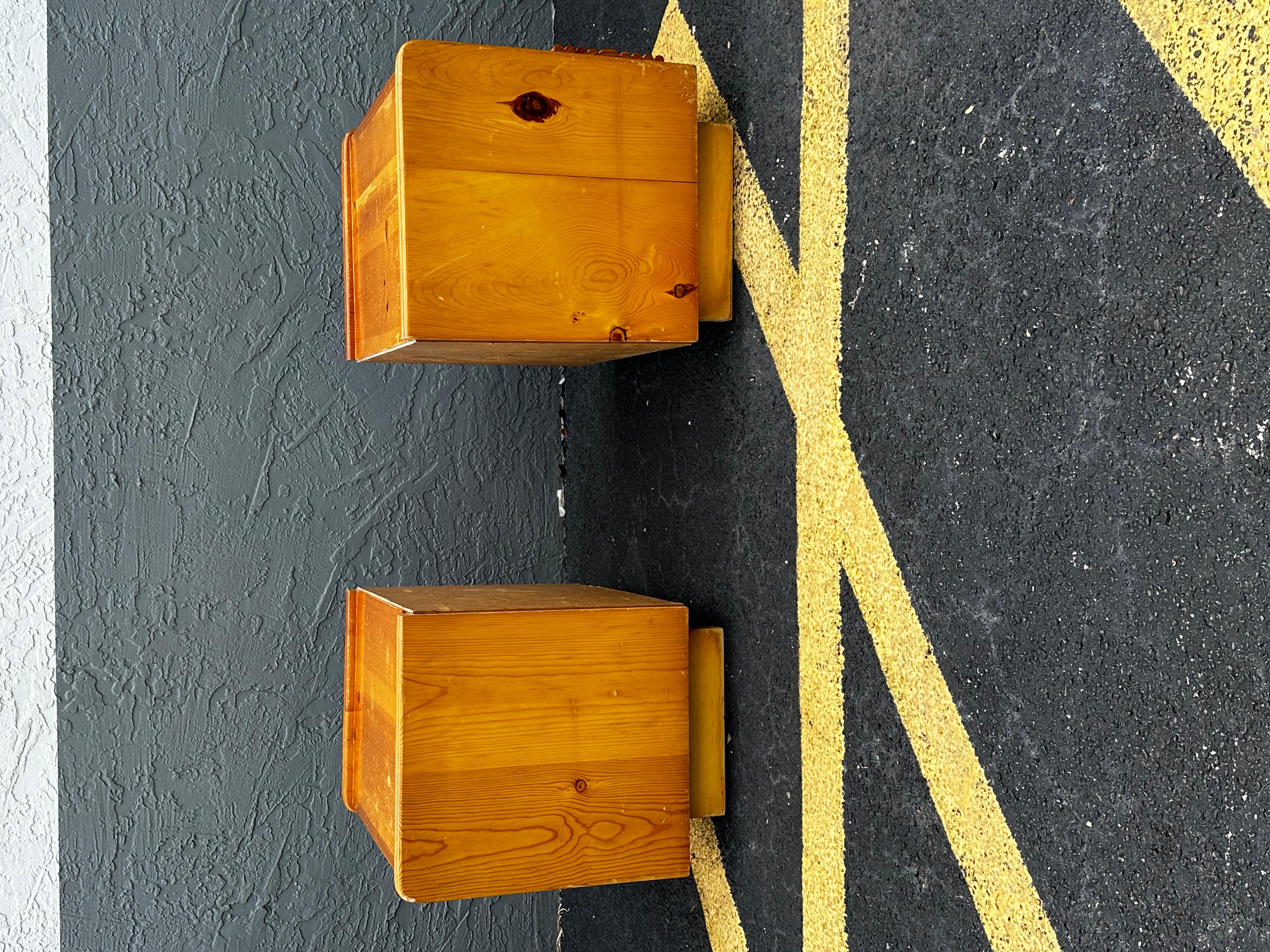 1970s Milo Baughman Style Plinth Wood Chrome Nightstands, Set of 2 For Sale 2