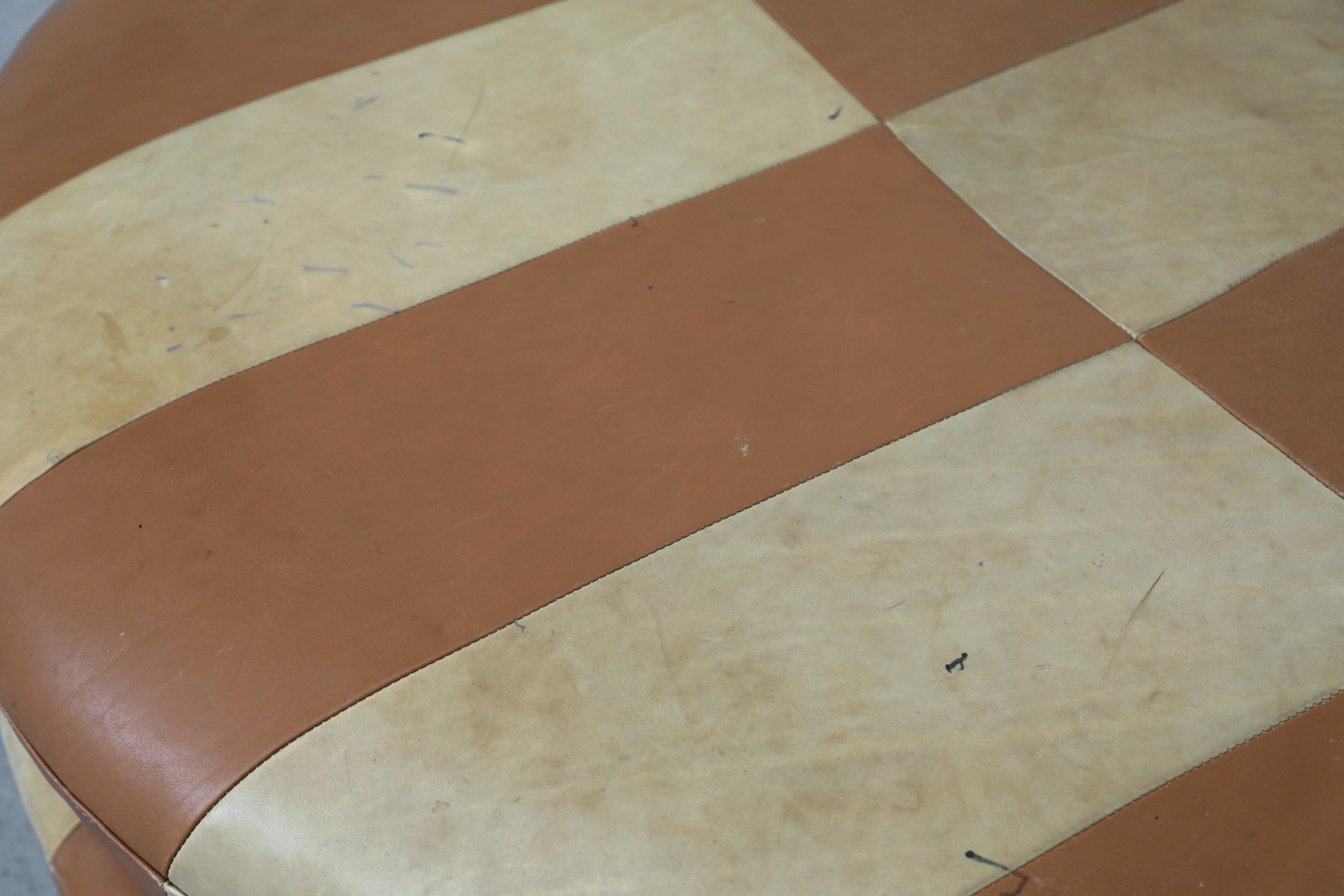 1970 Milo Baughman Style Satellite Sofa, Patchwork Brown Leather en vente 5