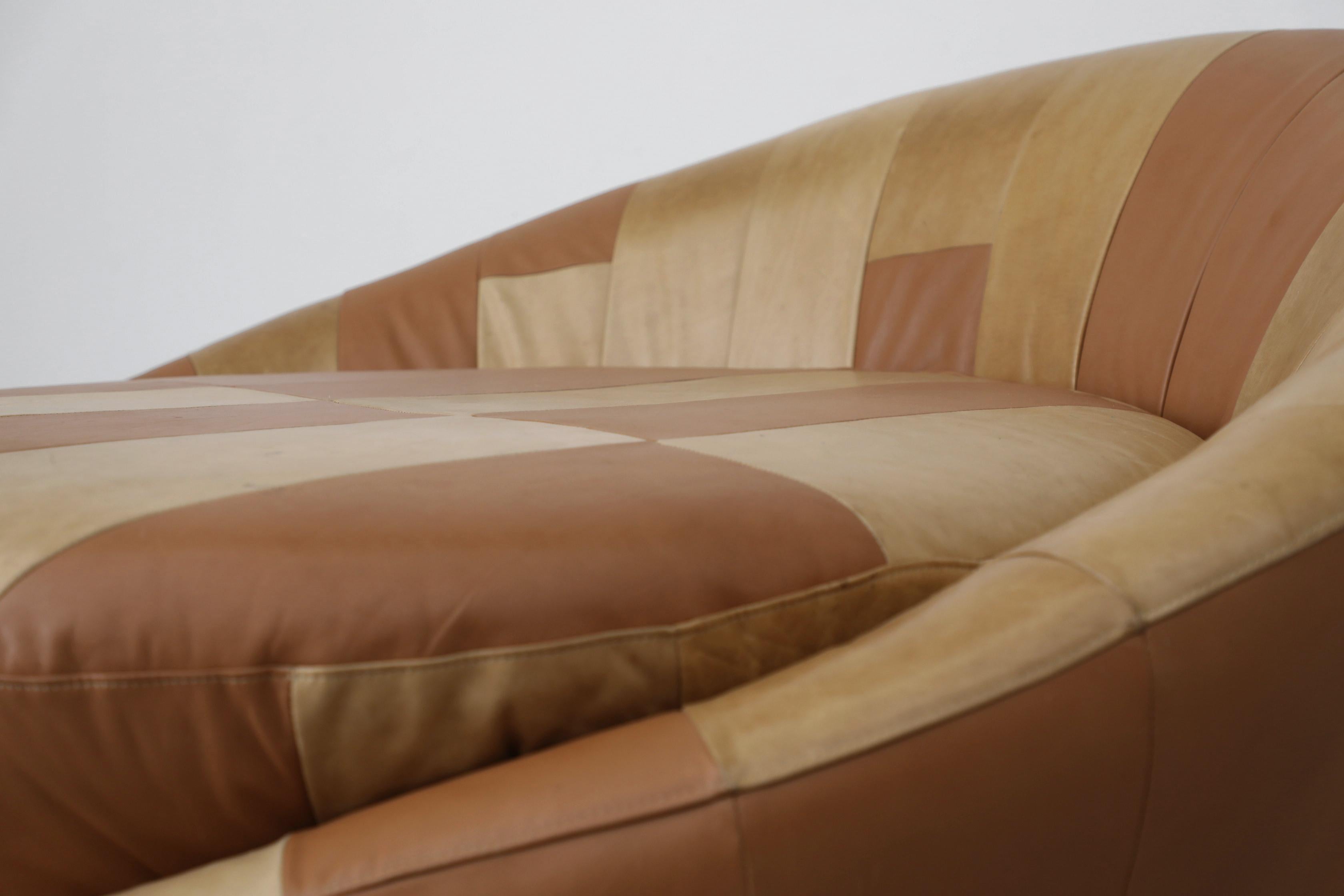1970 Milo Baughman Style Satellite Sofa, Patchwork Brown Leather en vente 8