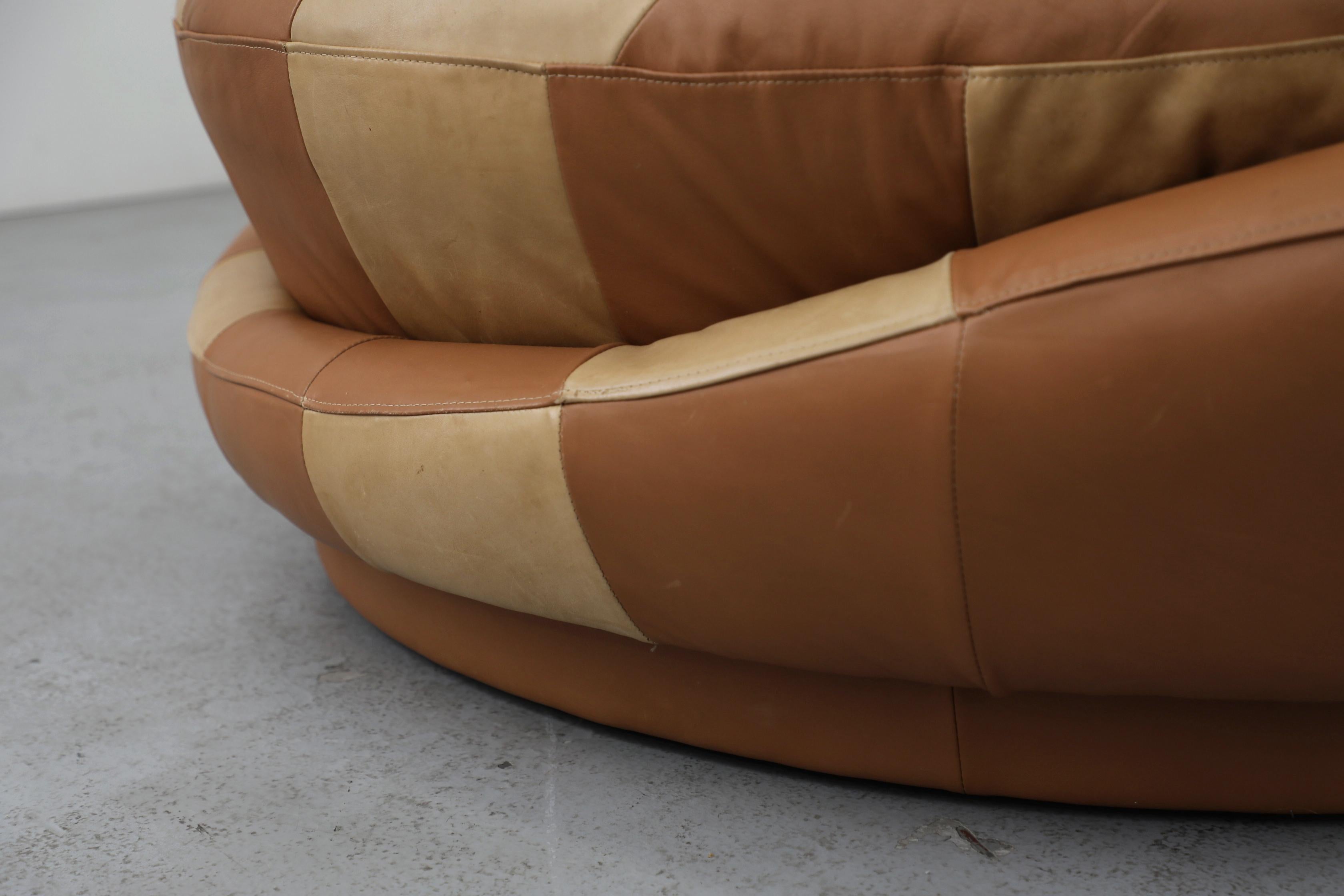 1970 Milo Baughman Style Satellite Sofa, Patchwork Brown Leather en vente 9