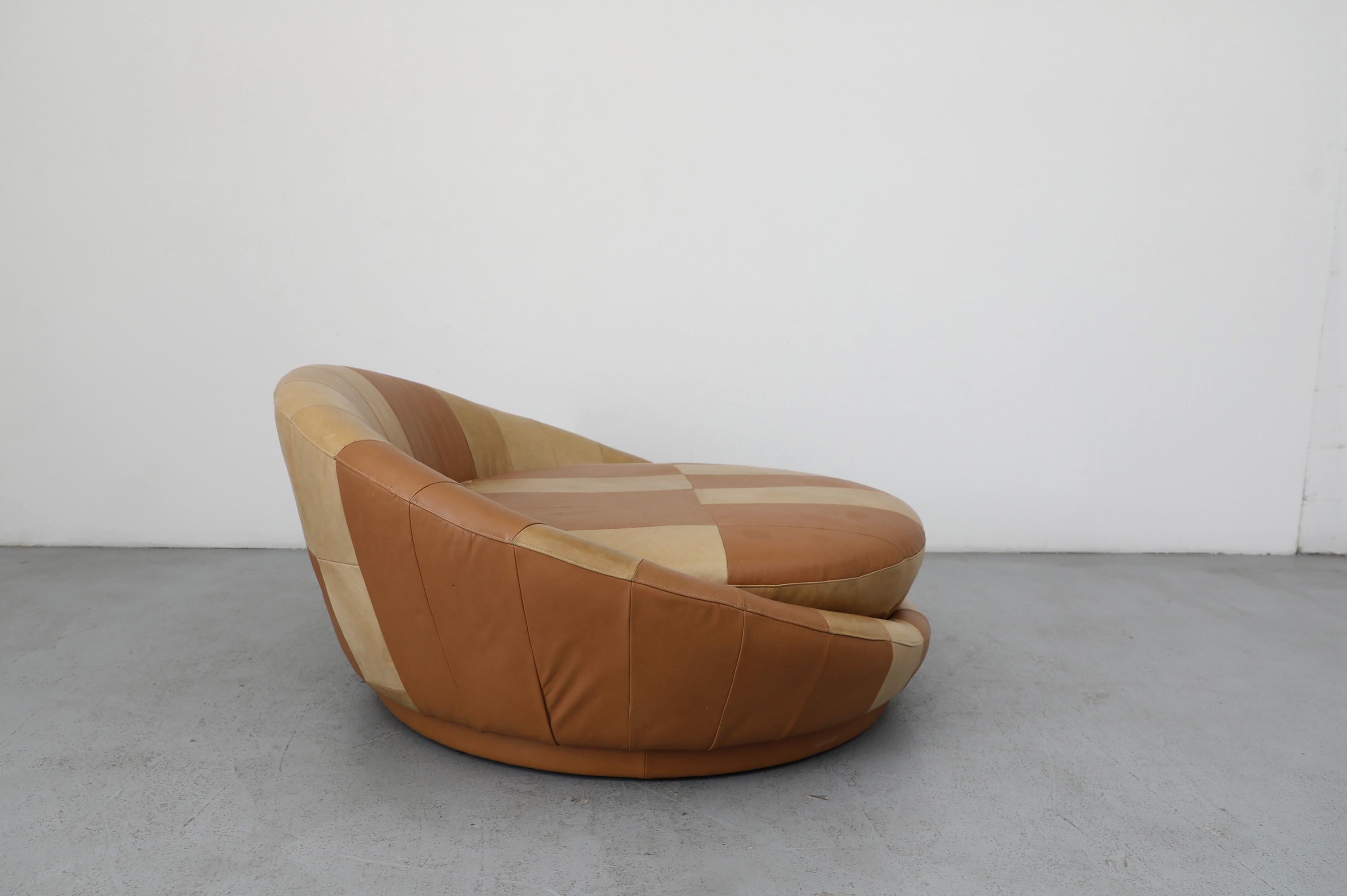 1970 Milo Baughman Style Satellite Sofa, Patchwork Brown Leather en vente 10