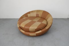 1970s Milo Baughman Style Satellite Sofa, Patchwork Brown Leather