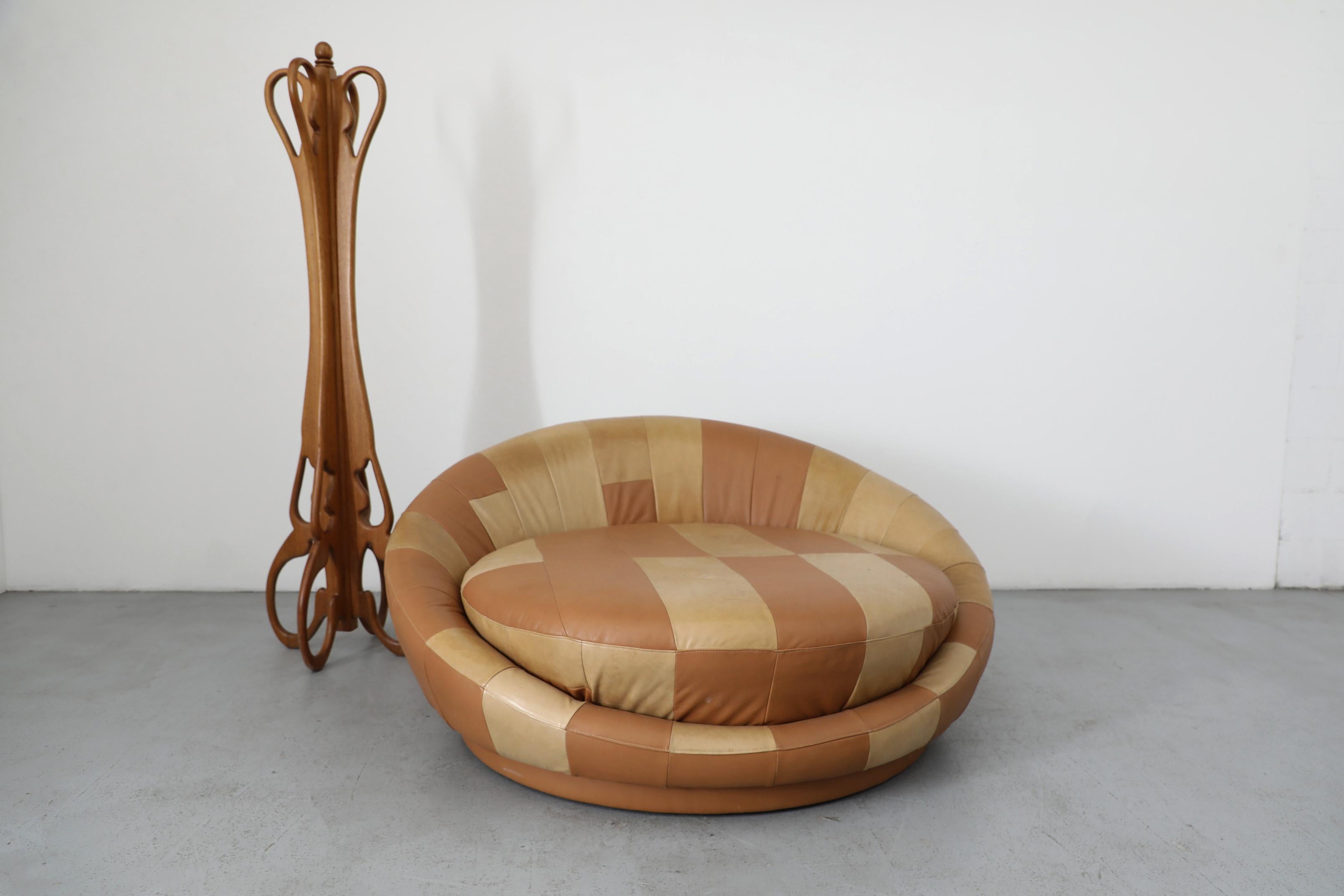 Moderne 1970 Milo Baughman Style Satellite Sofa, Patchwork Brown Leather en vente