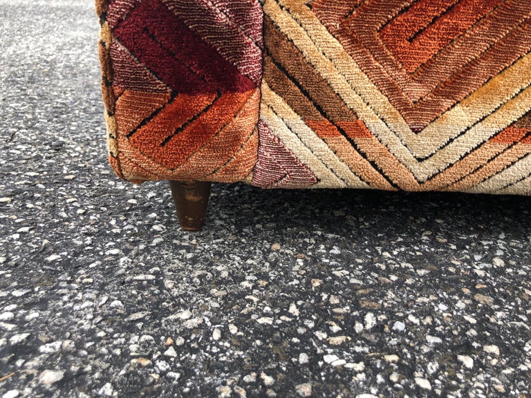 1970s Milo Baughman Style Sofa with Jack Lenor Larsen 