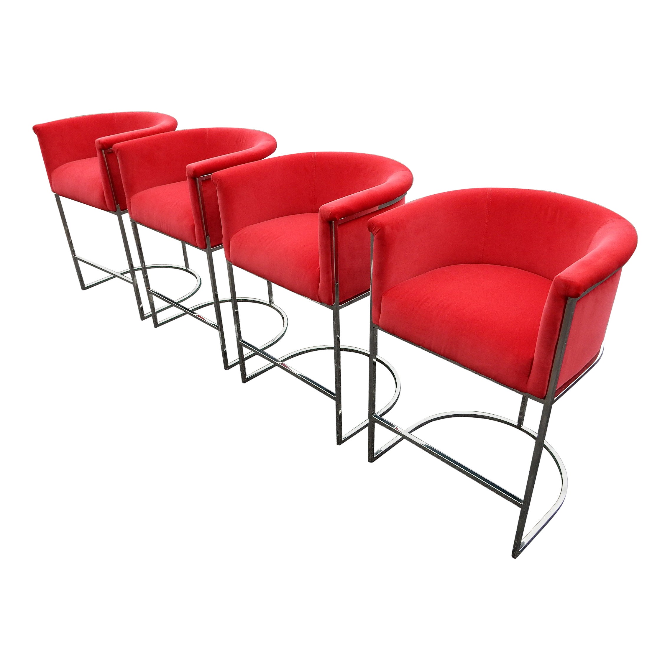 1970
s Milo Baughman style Thinline Bar Stools, set of 4