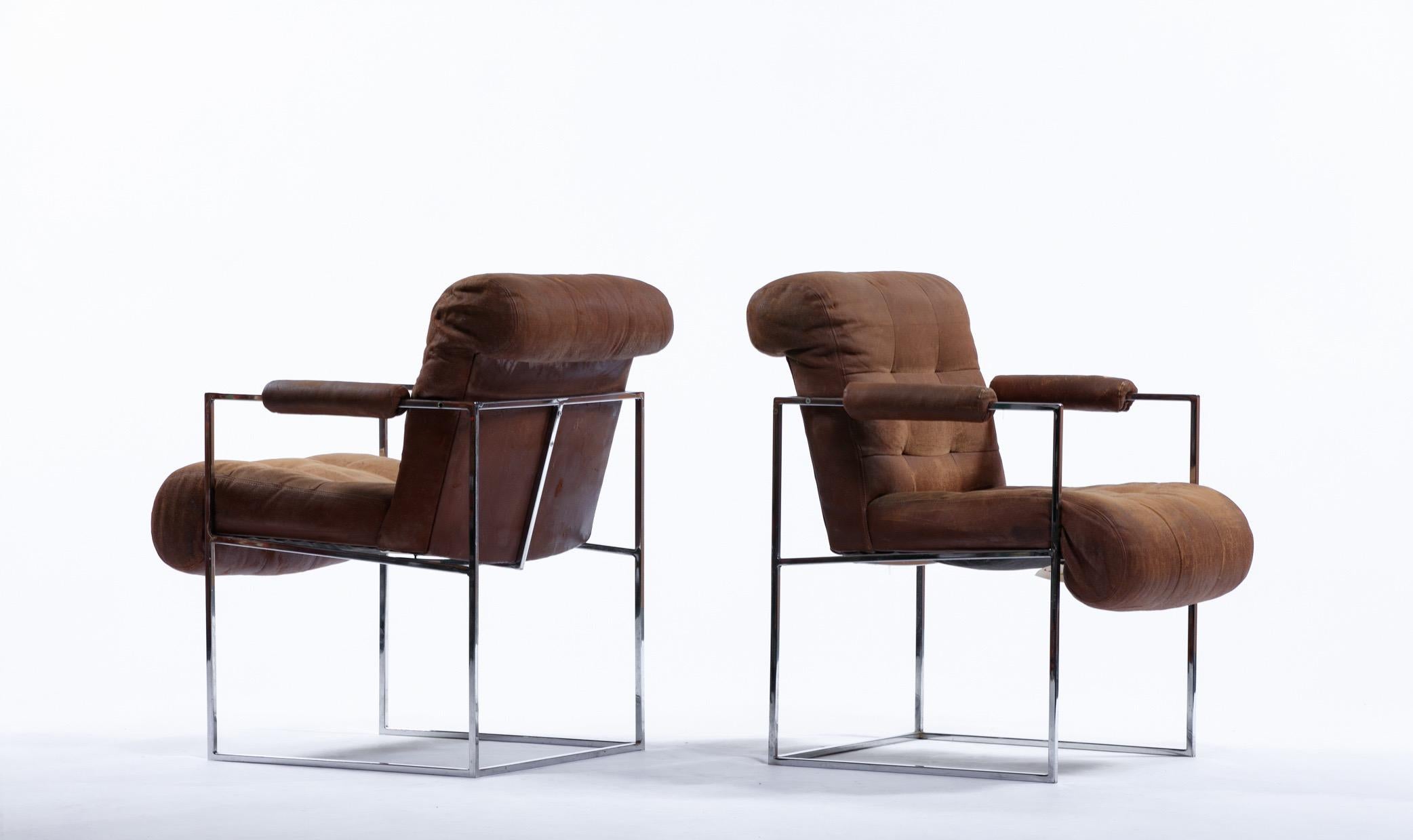 American 1970s Milo Baughman Thinline Armchairs for Thayer Coggin