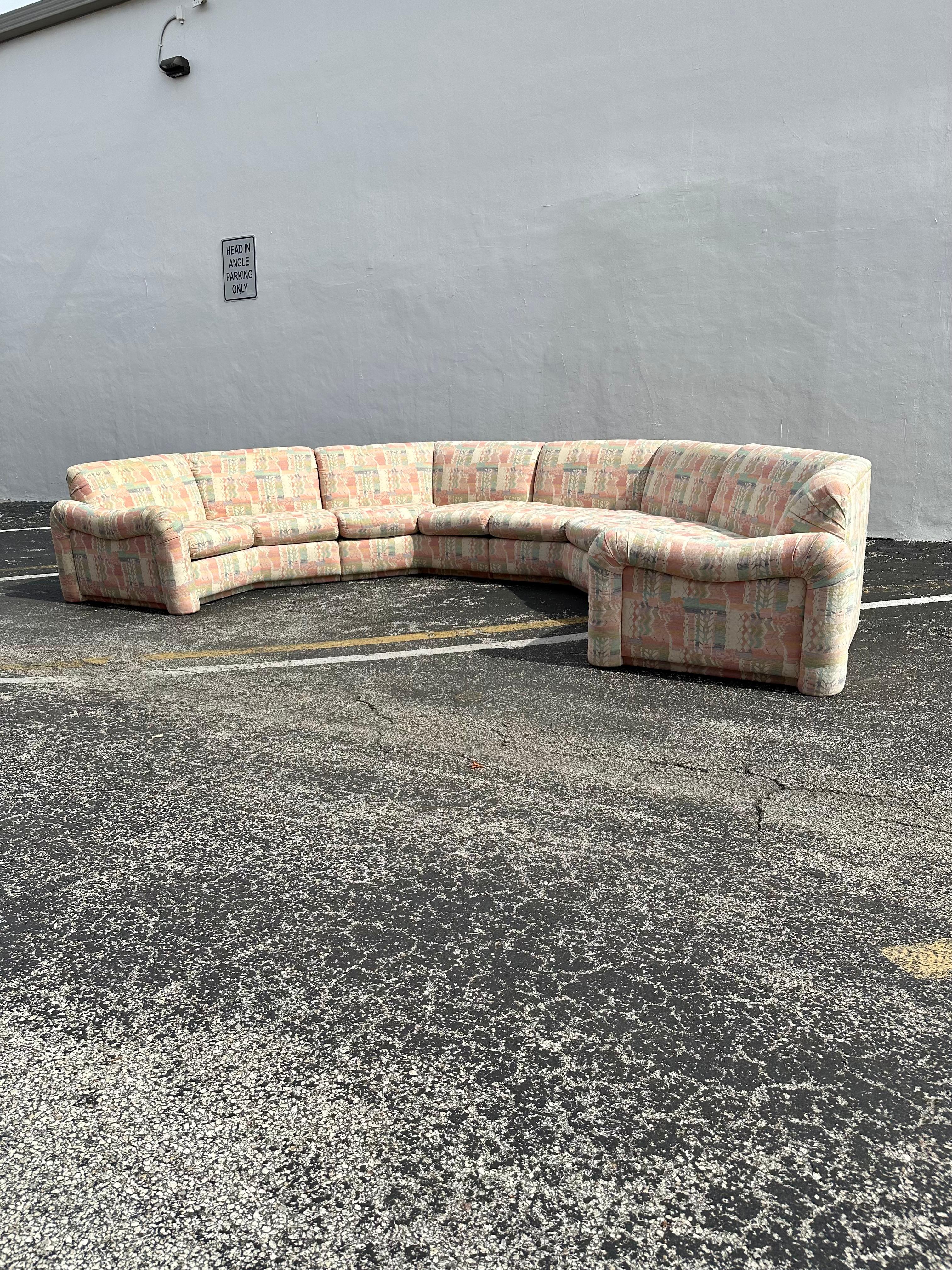 1970s Milo Baughman Jack Larsen Style Ushaped Pit Sectional  In Excellent Condition For Sale In Fort Lauderdale, FL