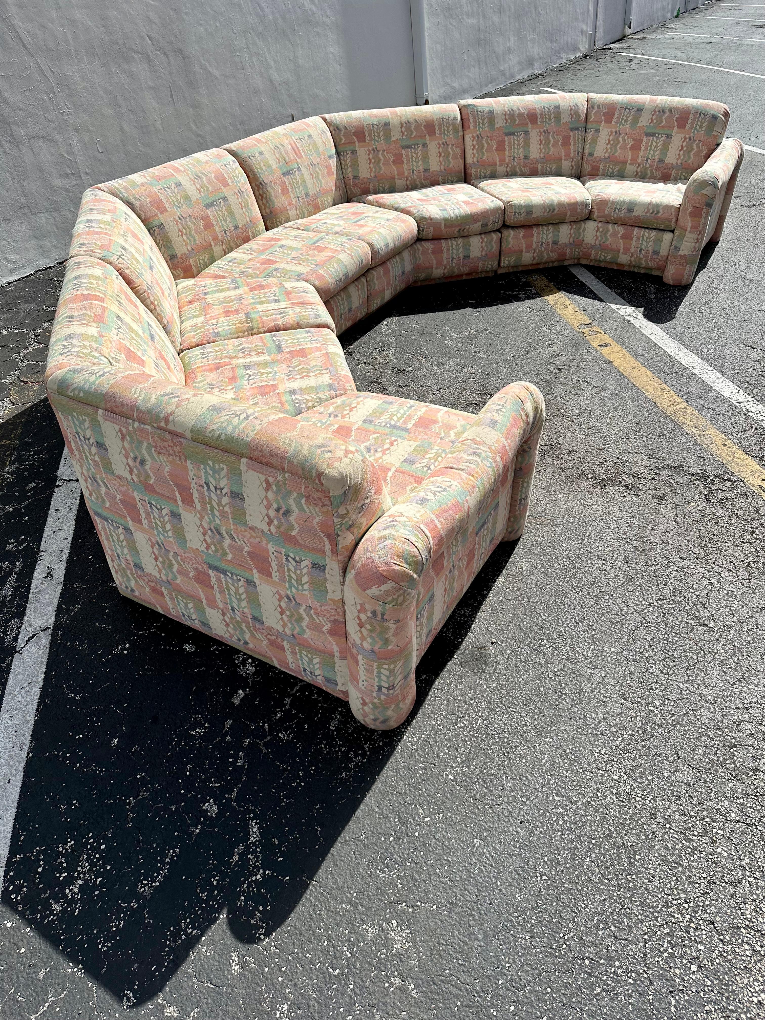 Textile 1970 Milo Baughman Jack Larsen Style Ushaped Pit Sectional en vente