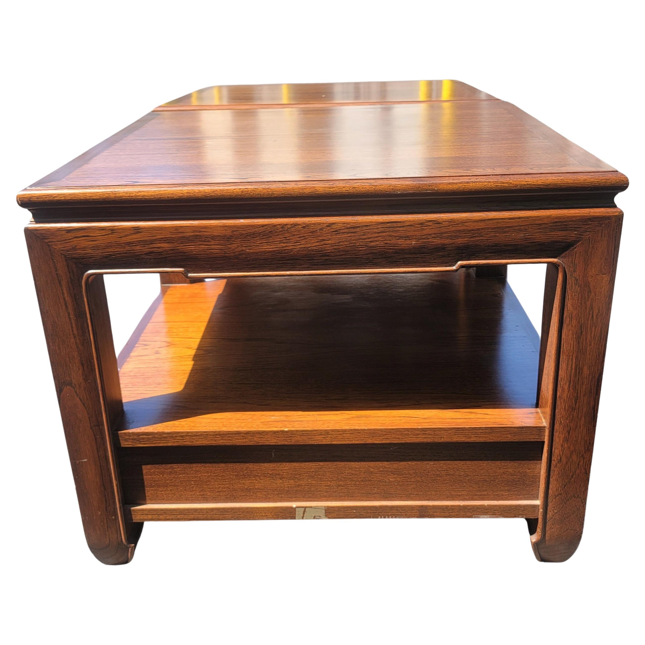 Rosewood 1970s, Ming Style One Drawer Side Tables with Protective Glass Tops, a Pair For Sale