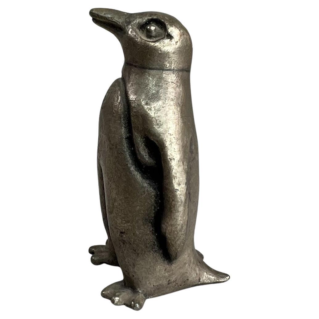 Vintage Mini Solid Pewter penguin sculpture figurine
Maker stamped Ampersand USA
2.38 tall x 1.25 w x 1.25 d
Preowned unrestored vintage condition.
See images provided. 
 