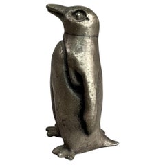1970s Mini Solid Pewter Penguin Sculpture Figurine Ampersand