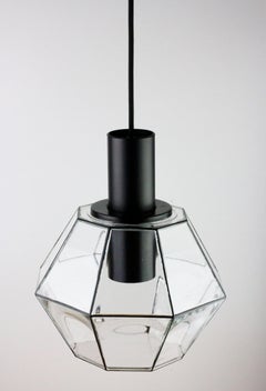 1970s Minimalist Black & Glass Pendant Light by Hans-Agne Jakobsson for Limburg