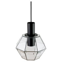 1970s Minimalist Black & Glass Pendant Light by Hans-Agne Jakobsson for Limburg