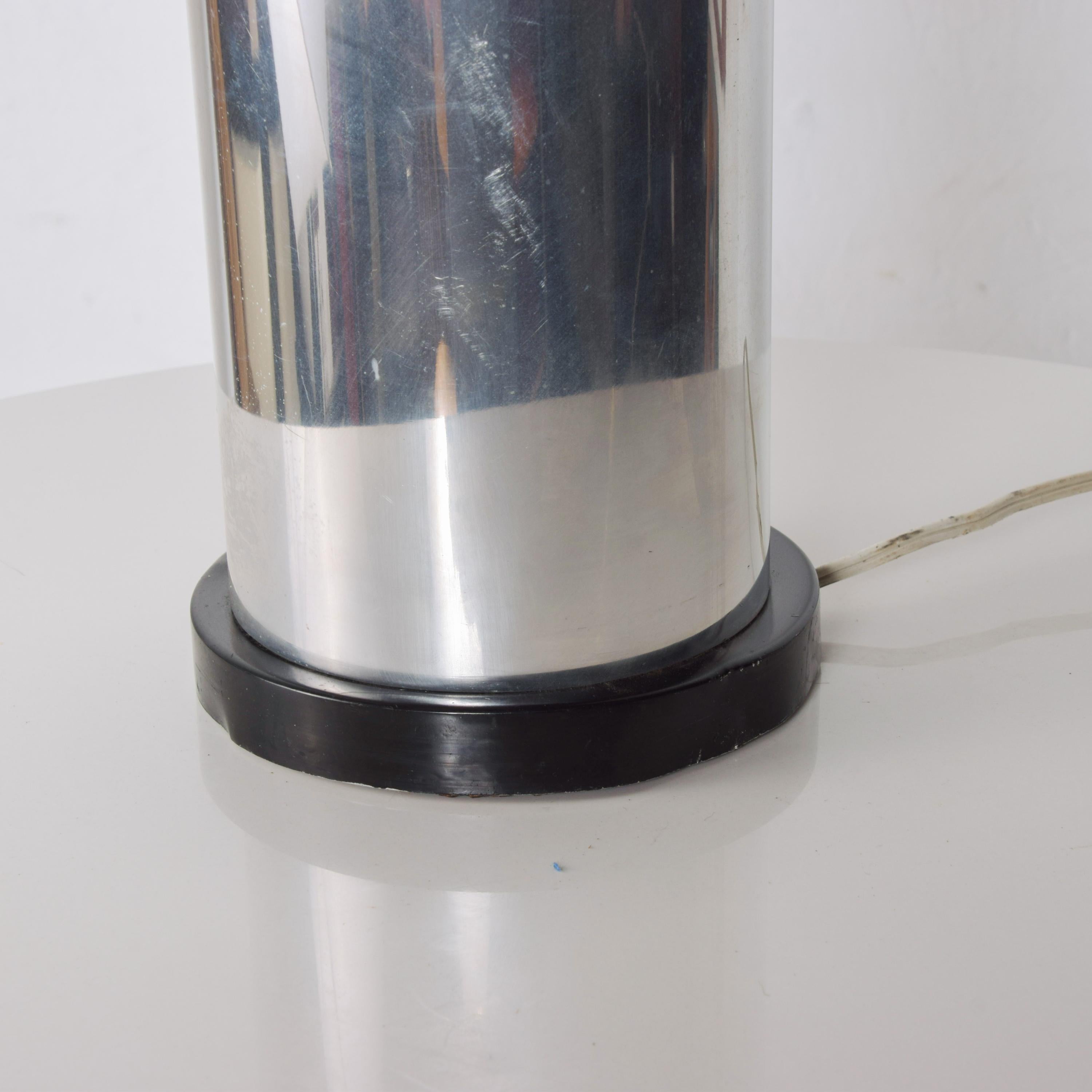 Late 20th Century 1970s Minimalist Chrome Cylinder Table Lamp Silver & Black Style George Kovacs