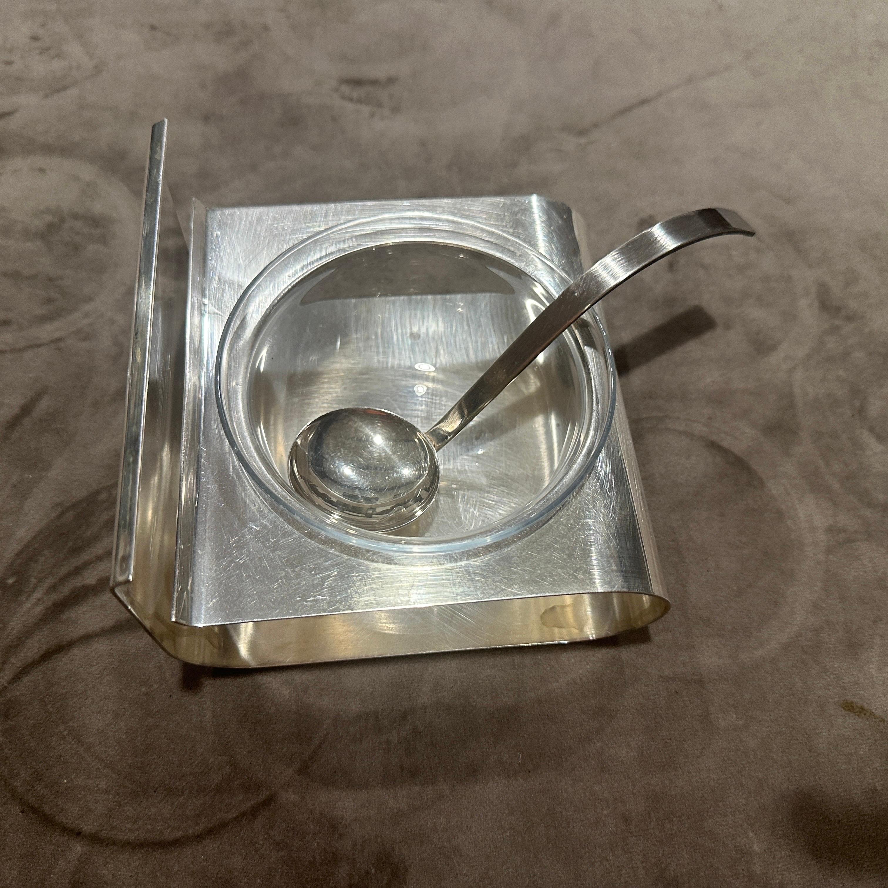 1970s Minimalist Silver Plated Caviar Serving Bowl by Lino Sabattini For Sale 5