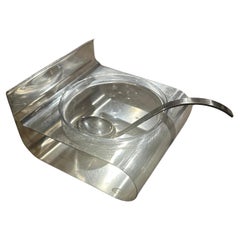 1970s Minimalist Silver Plated Caviar Serving Bowl by Lino Sabattini