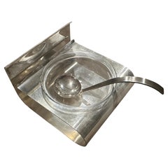 1970s Minimalist Silver Plated Caviar Serving Bowl by Lino Sabattini