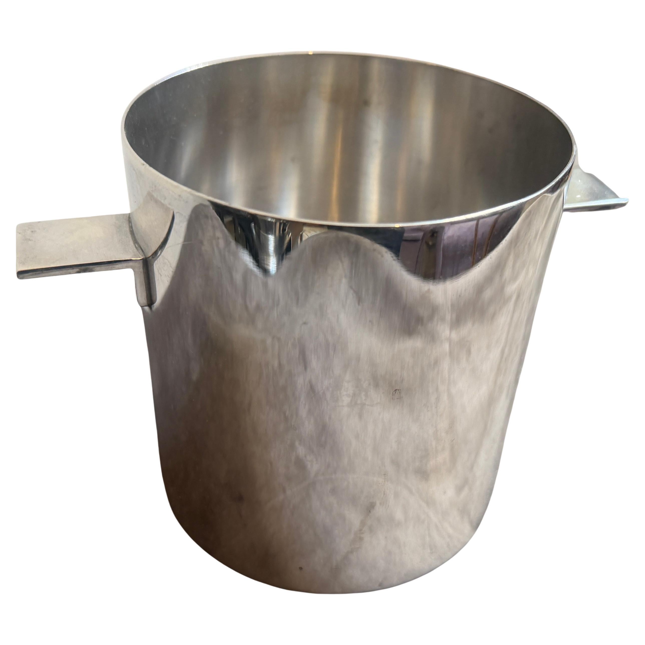 1970s Minimalist Silver Plated Ice Bucket by Lino Sabattini for Christofle