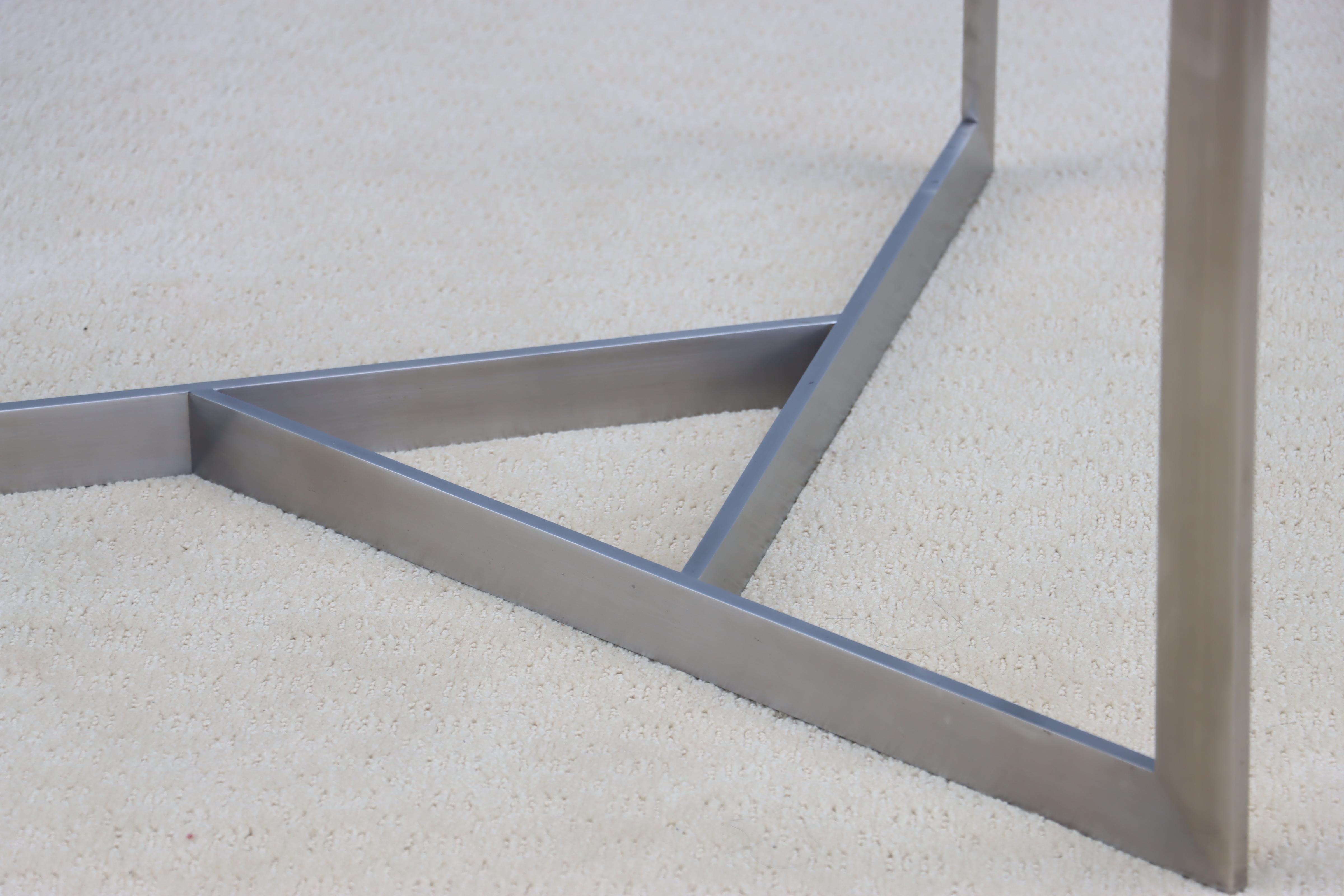 1970's Minimalist Stainless Steel With Round Glass Top Coffee Table For Sale 6