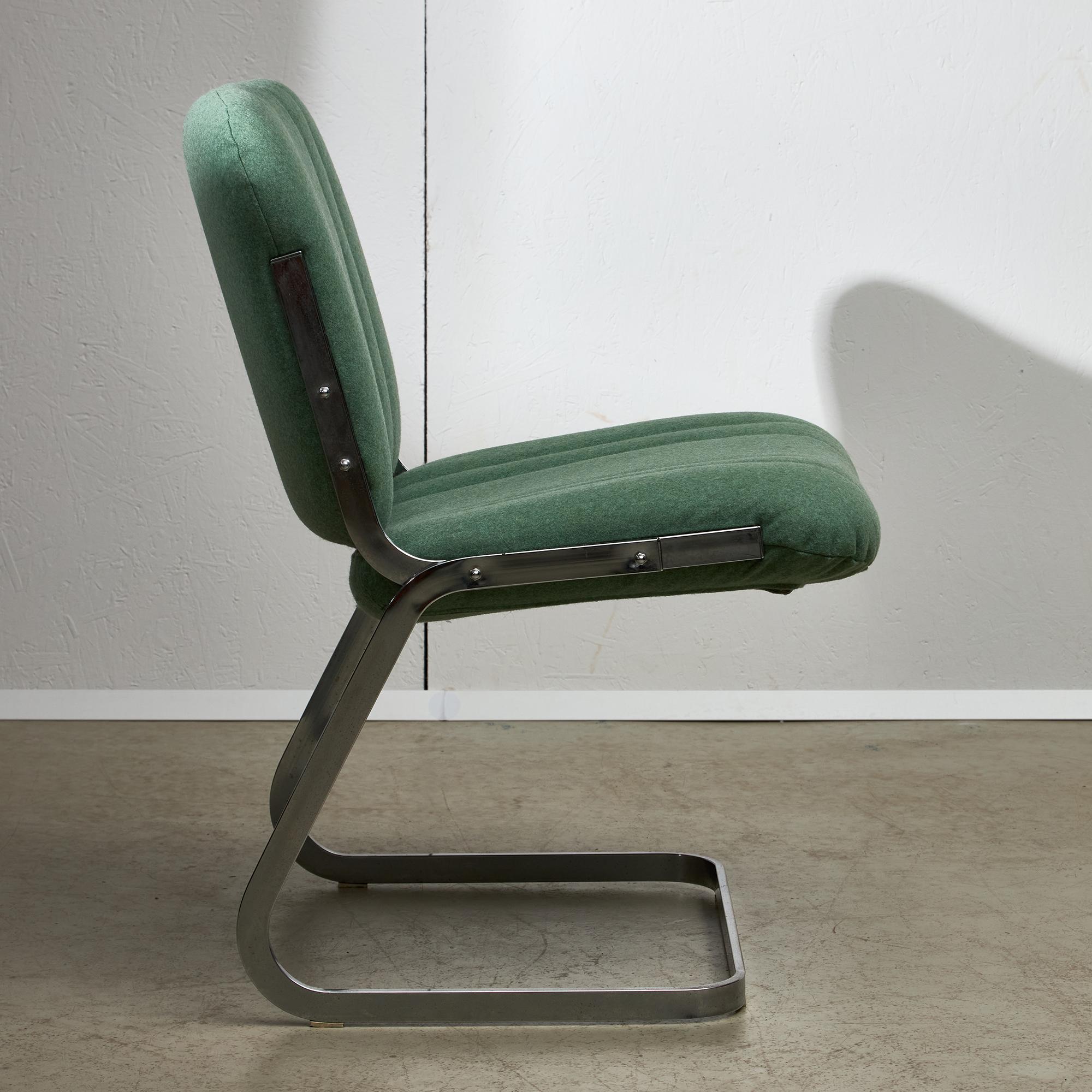 Fabric 1970's Mint Green Chrome Chair For Sale