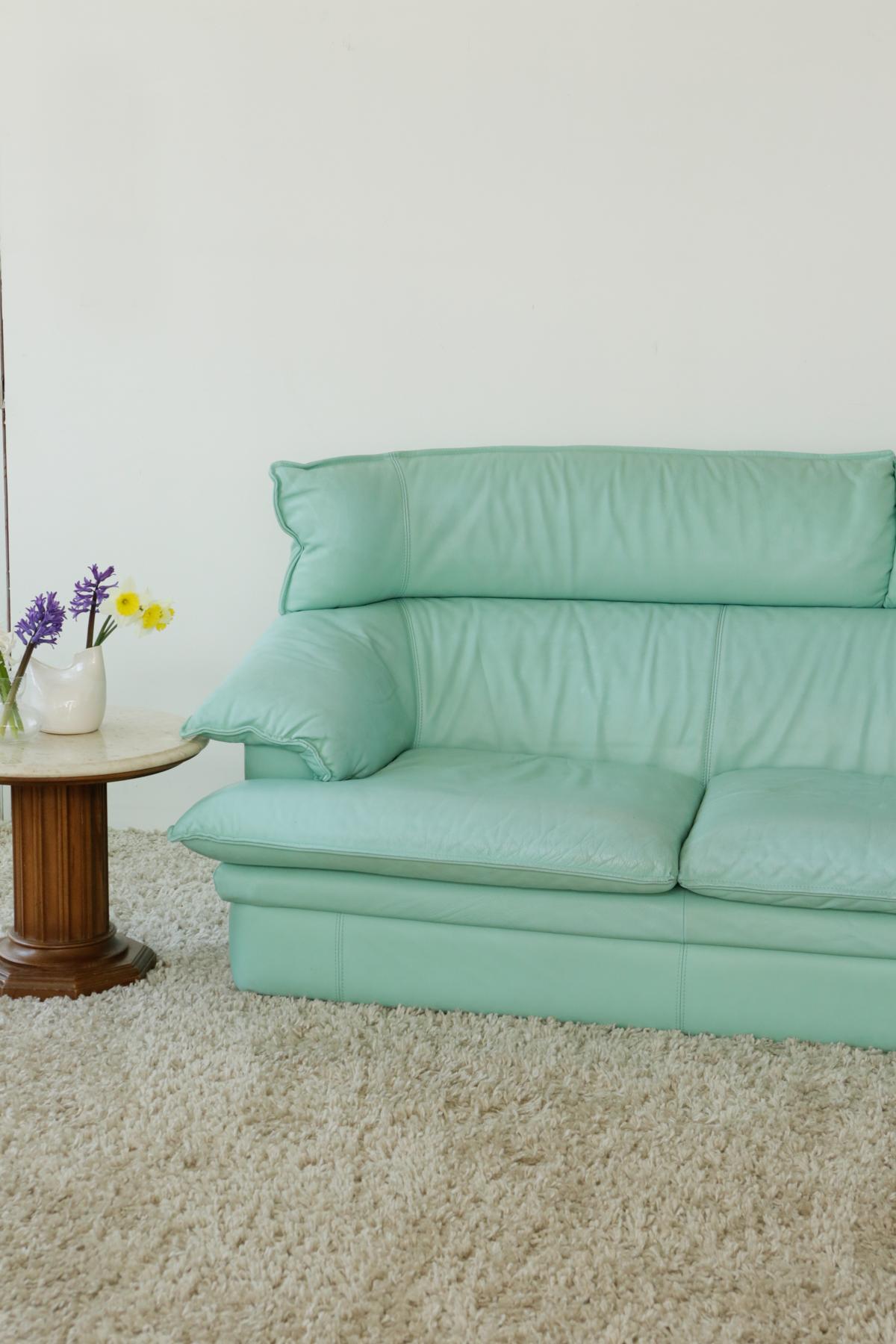 mint leather sofa