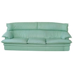 sofa 3 places en cuir menthe des années 1970 par Monaco Furniture Nicoletti Italia