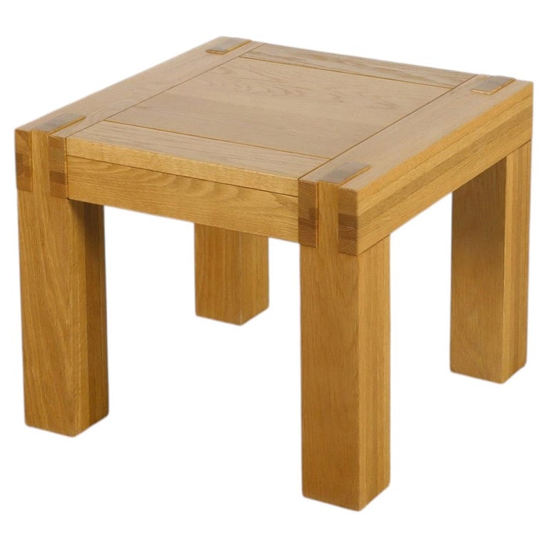 1970s Mintjens Solid Oak Side Table with Block Legs