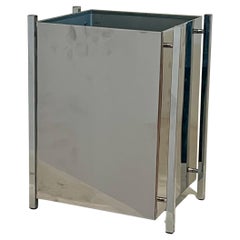 1970's Mirror Shine Plated Chrome Planter/Waste Can Space Age