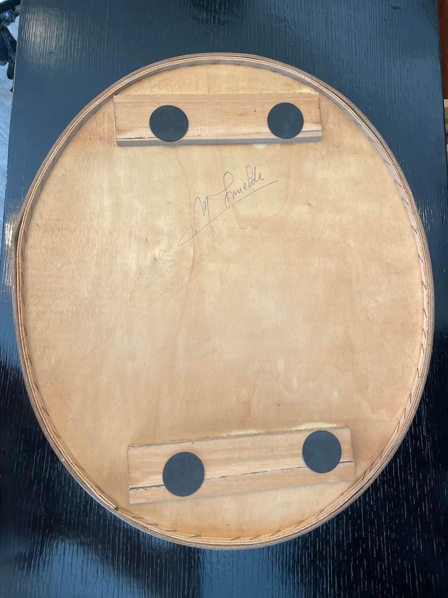 Vassoio a specchio degli anni '70 con bordo in Wood dipinto. in vendita 7