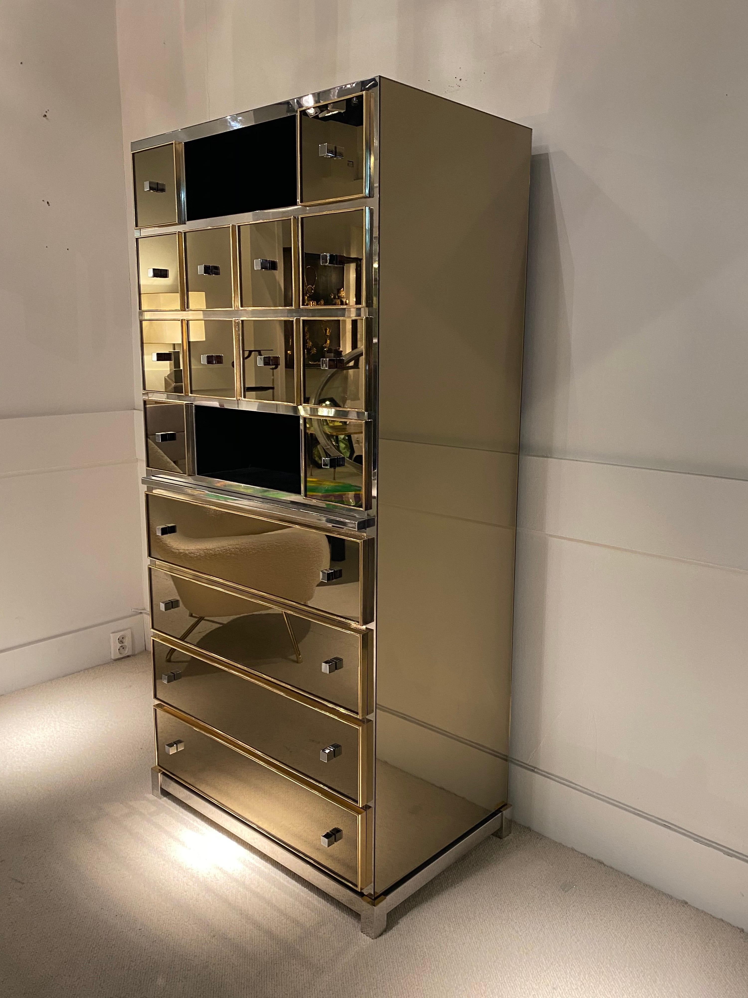 Modern 1970s Mirrored Cabinet by Michel Pigneres