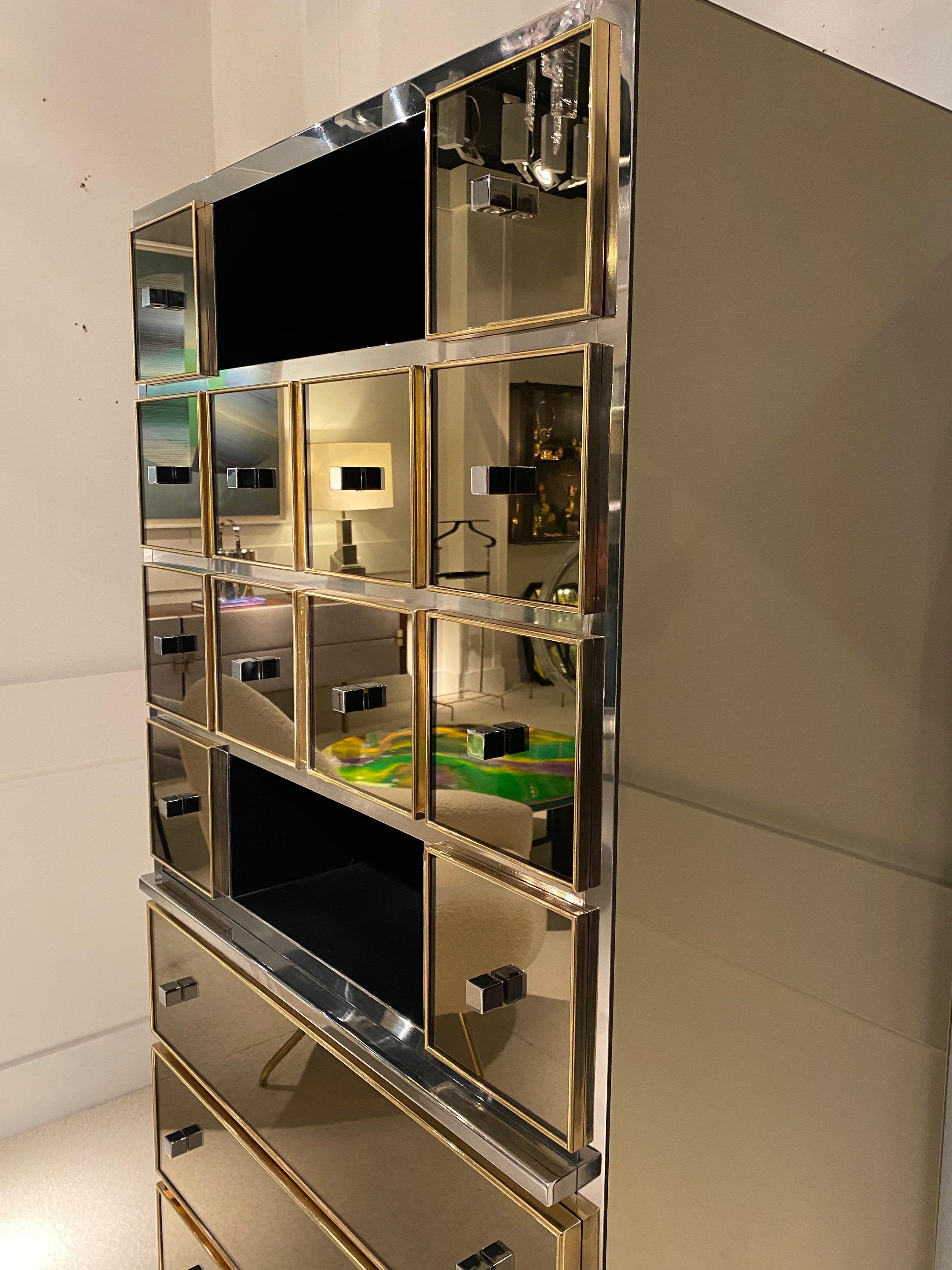 1970s Mirrored Cabinet by Michel Pigneres In Excellent Condition In Saint-Ouen, FR