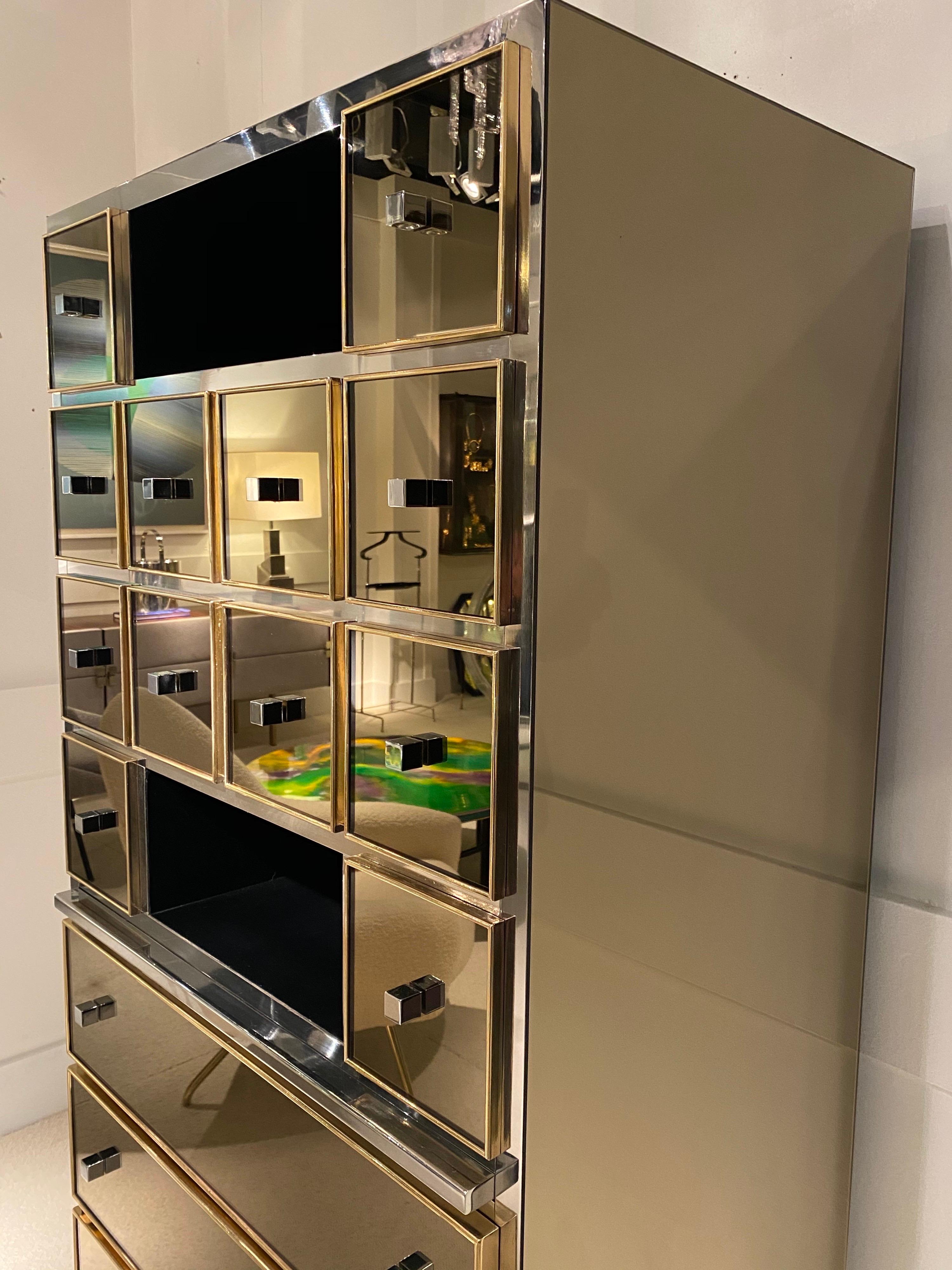 Late 20th Century 1970s Mirrored Cabinet by Michel Pigneres