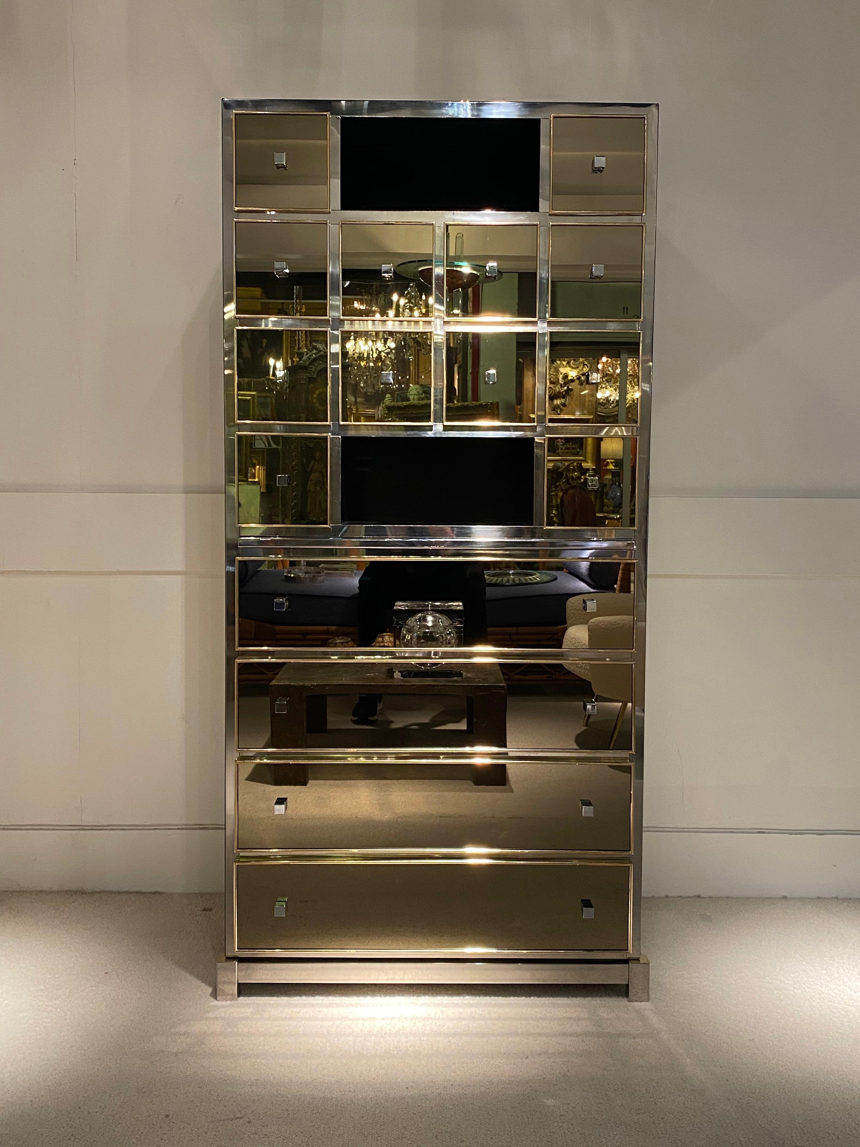 1970s Mirrored Cabinet by Michel Pigneres 1