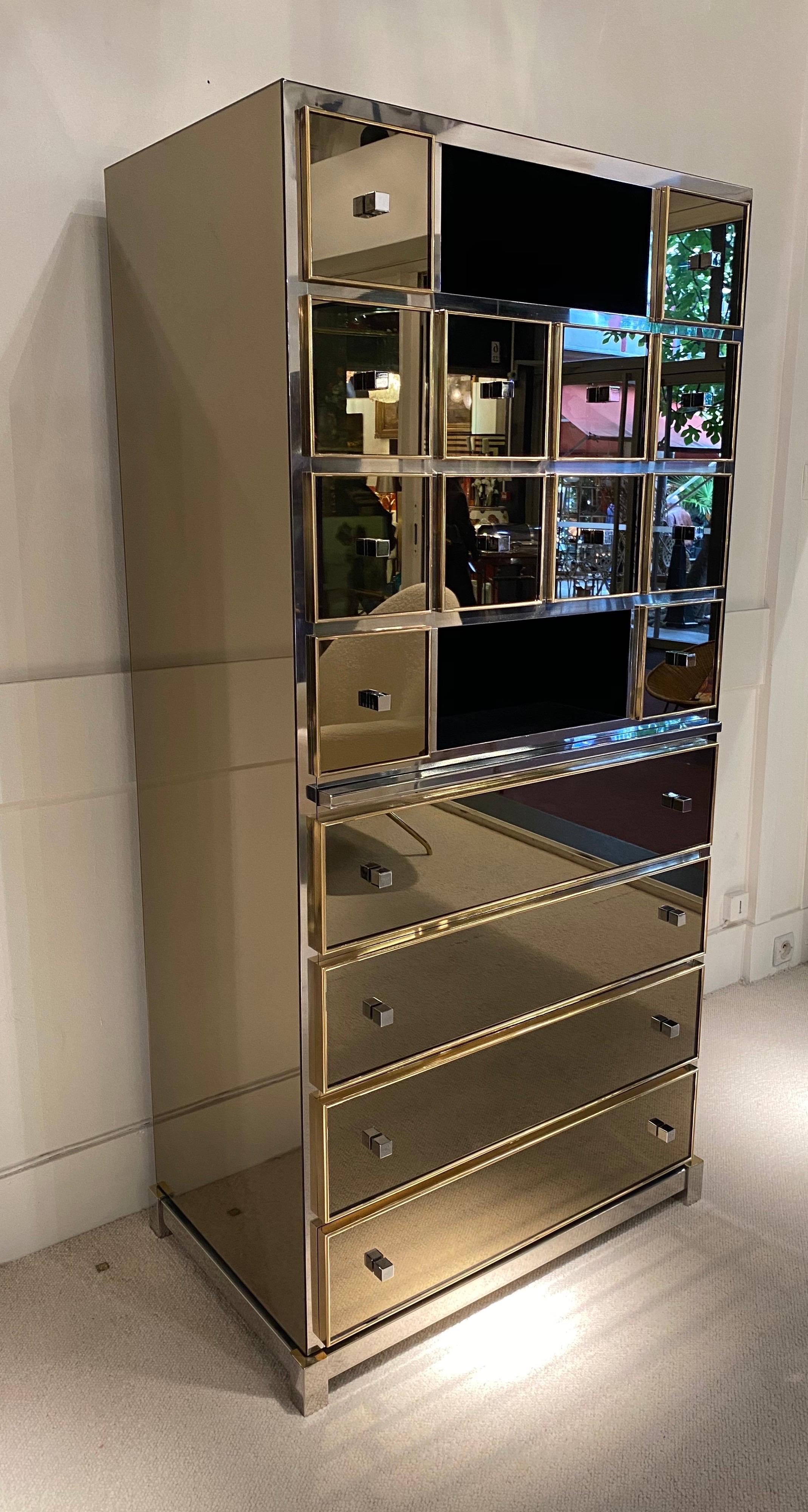 1970s Mirrored Cabinet by Michel Pigneres 2