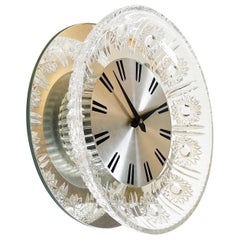 Uhr aus verspiegeltem Kristallschliffglas von Junghans & Joska, Deutschland, 1970er Jahre