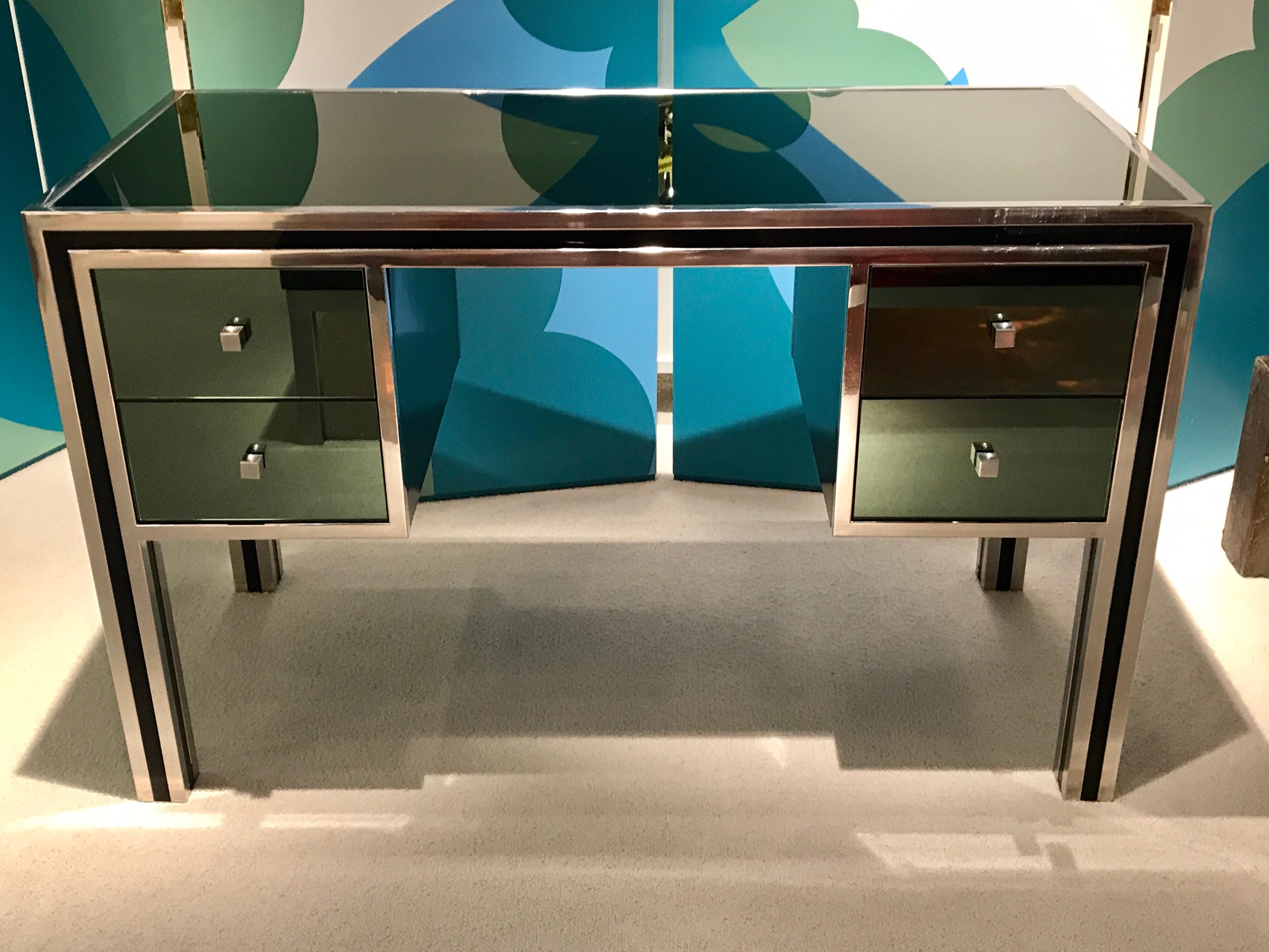 Mid-Century Modern 1970s Mirrored Desk by Michel Pigneres